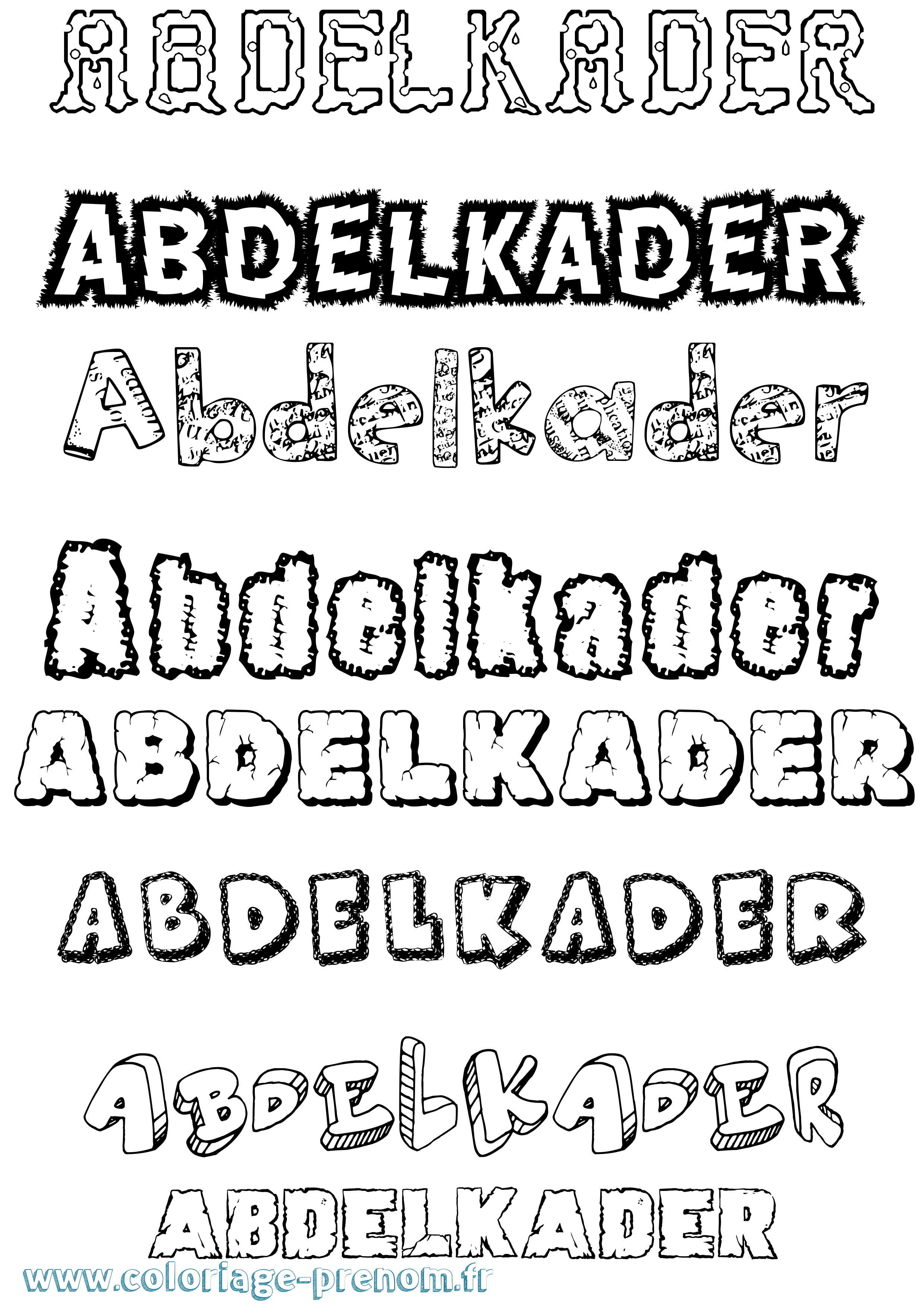 Coloriage prénom Abdelkader Destructuré