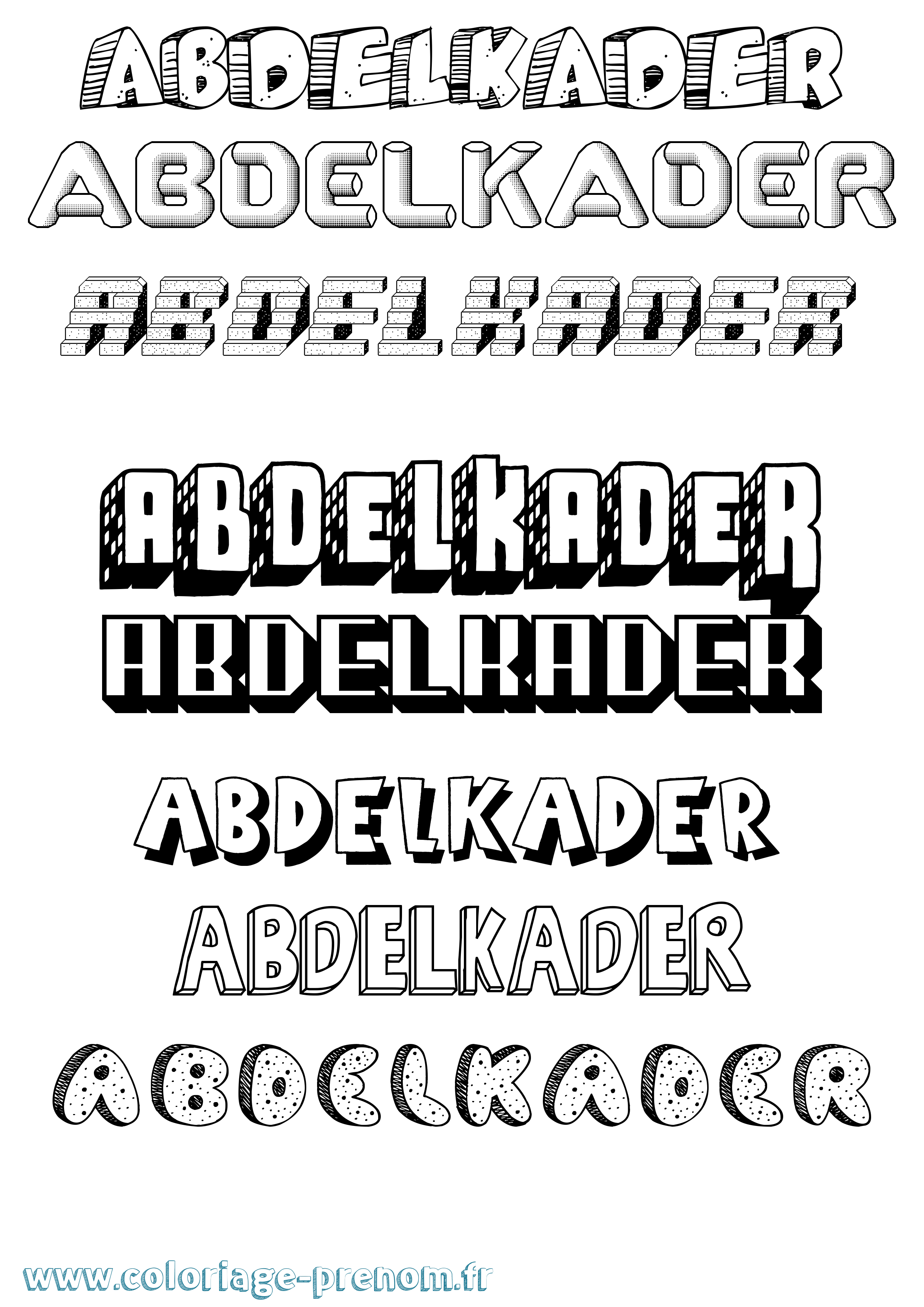 Coloriage Abdelkader Effet 3D Coloriage prénom Abdelkader Effet 3D