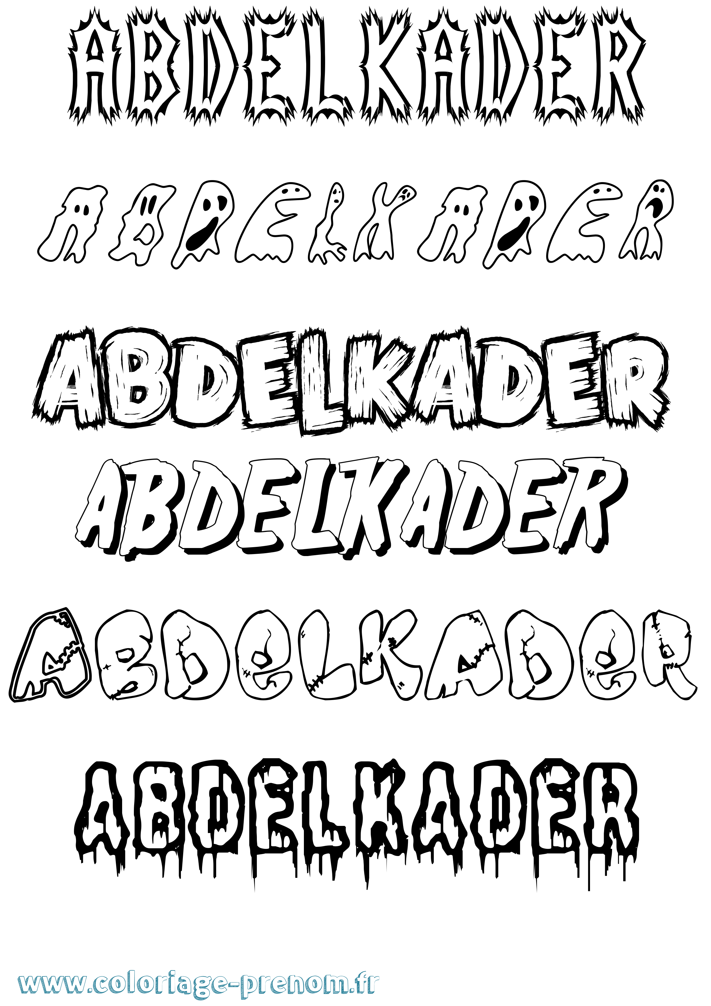 Coloriage Abdelkader Frisson Coloriage prénom Abdelkader Frisson