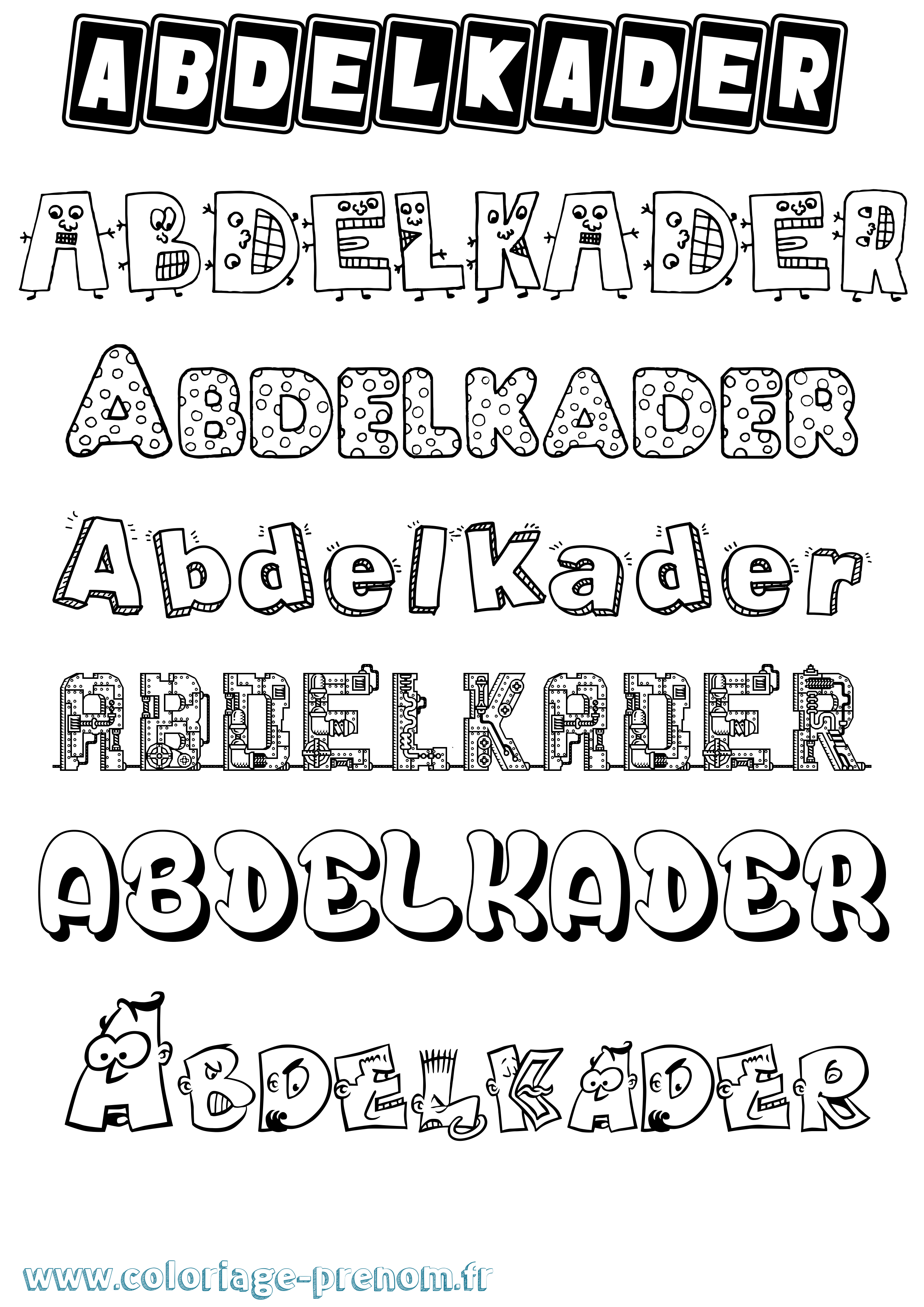 Coloriage prénom Abdelkader