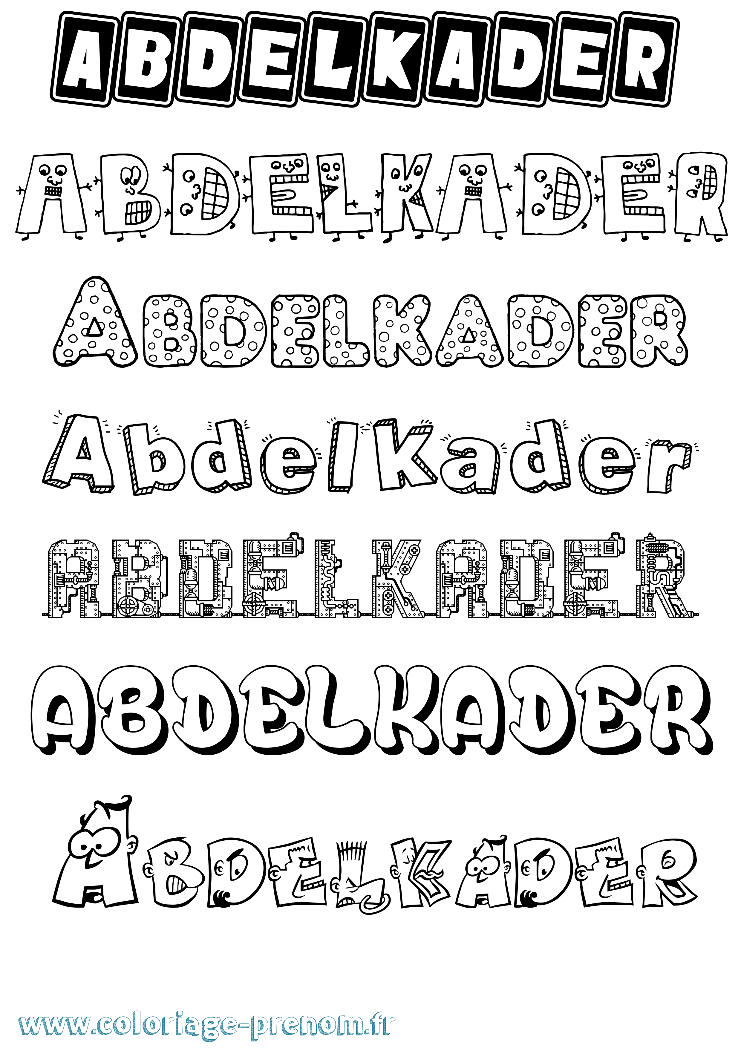 Coloriage Abdelkader Fun Coloriage prénom Abdelkader Fun