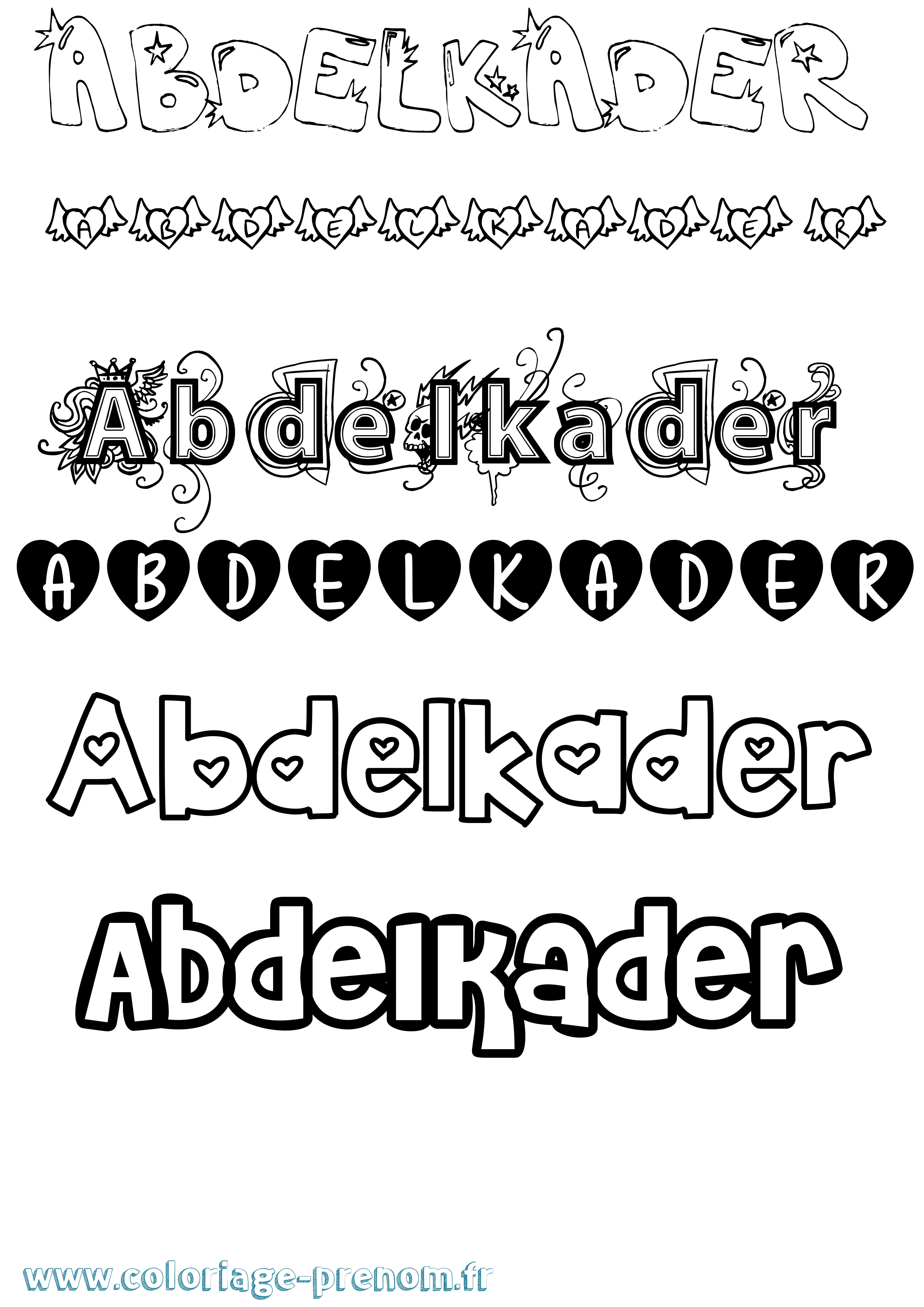 Coloriage Abdelkader Girly Coloriage prénom Abdelkader Girly