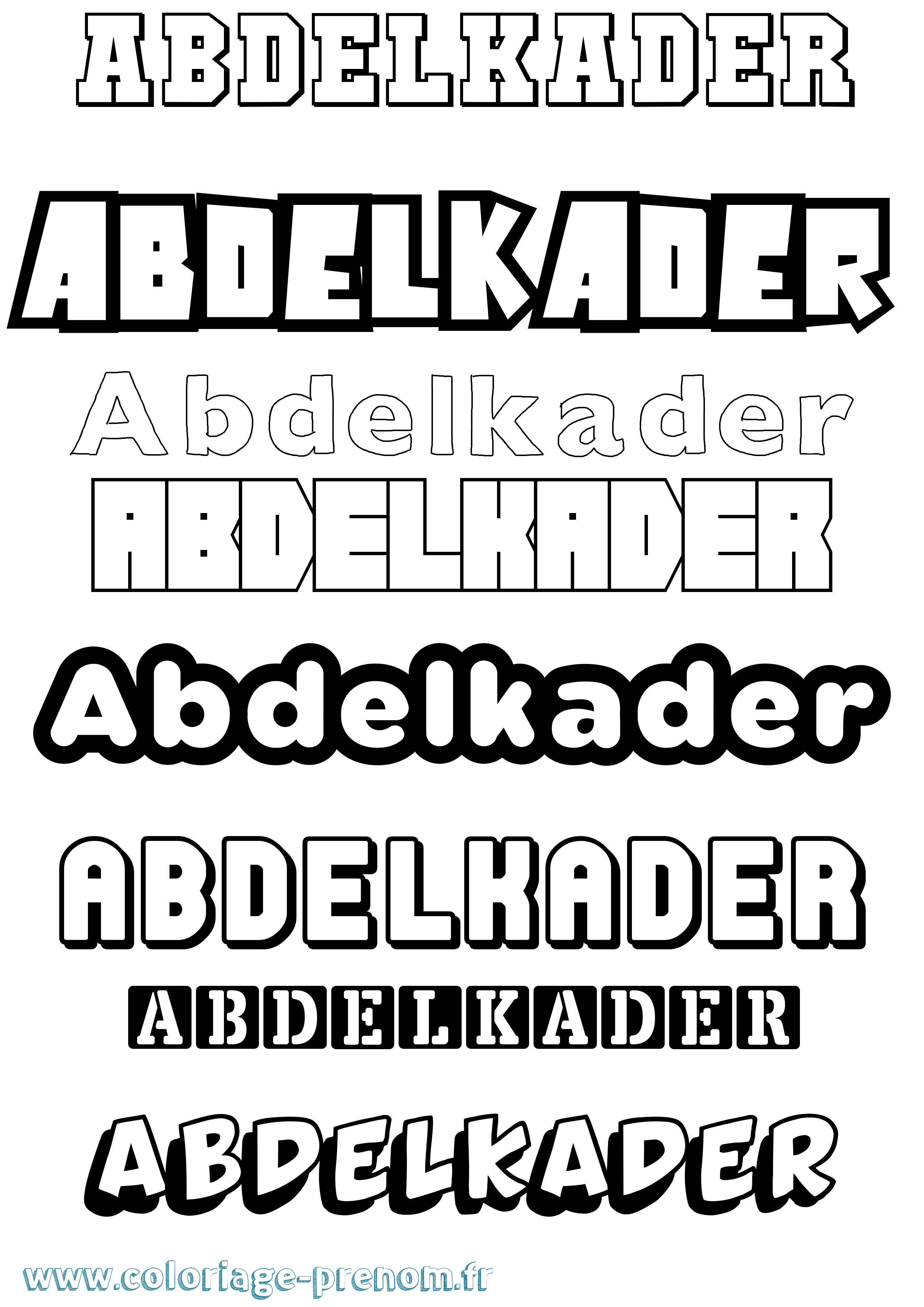 Coloriage prénom Abdelkader Simple