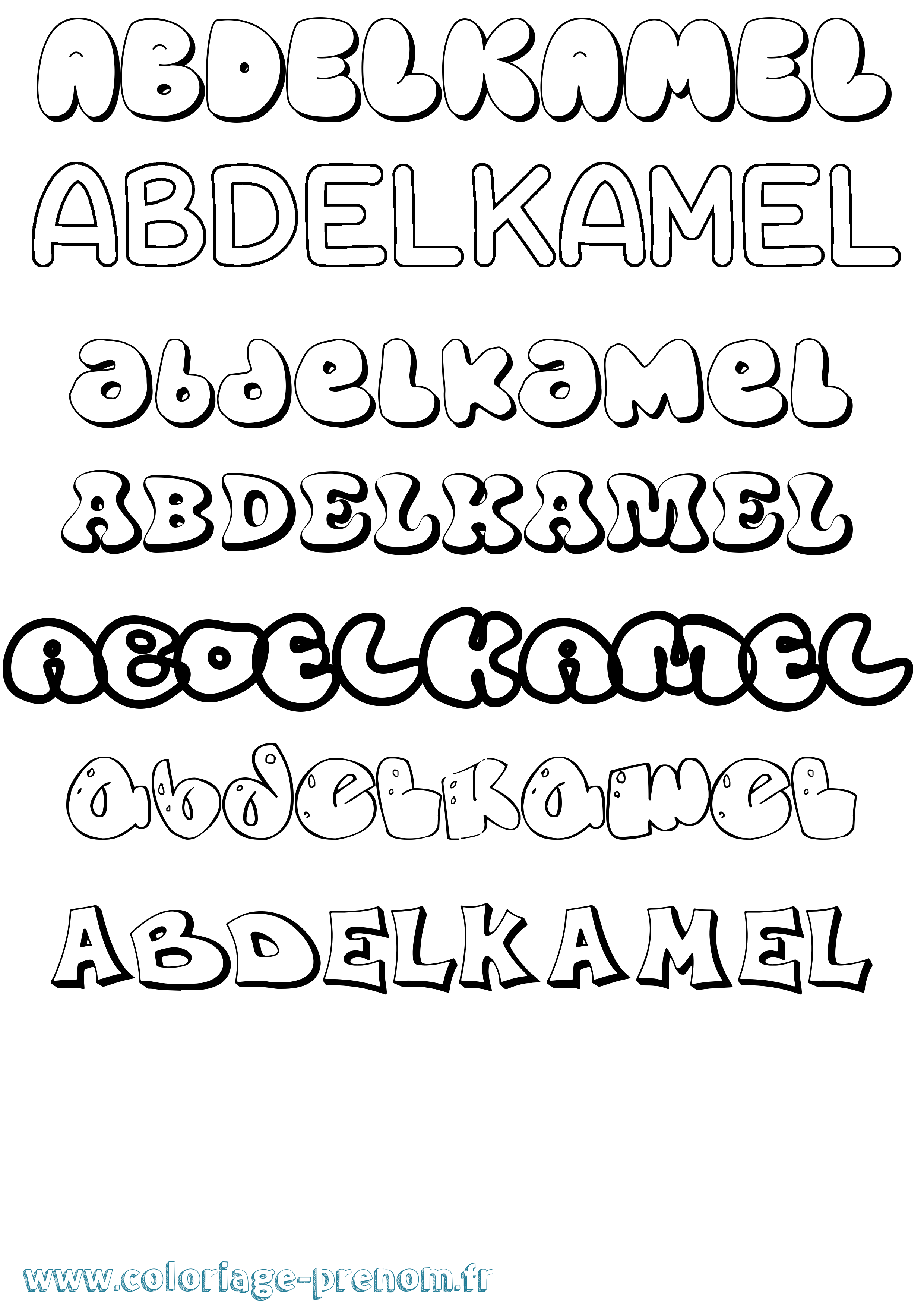 Coloriage prénom Abdelkamel Bubble