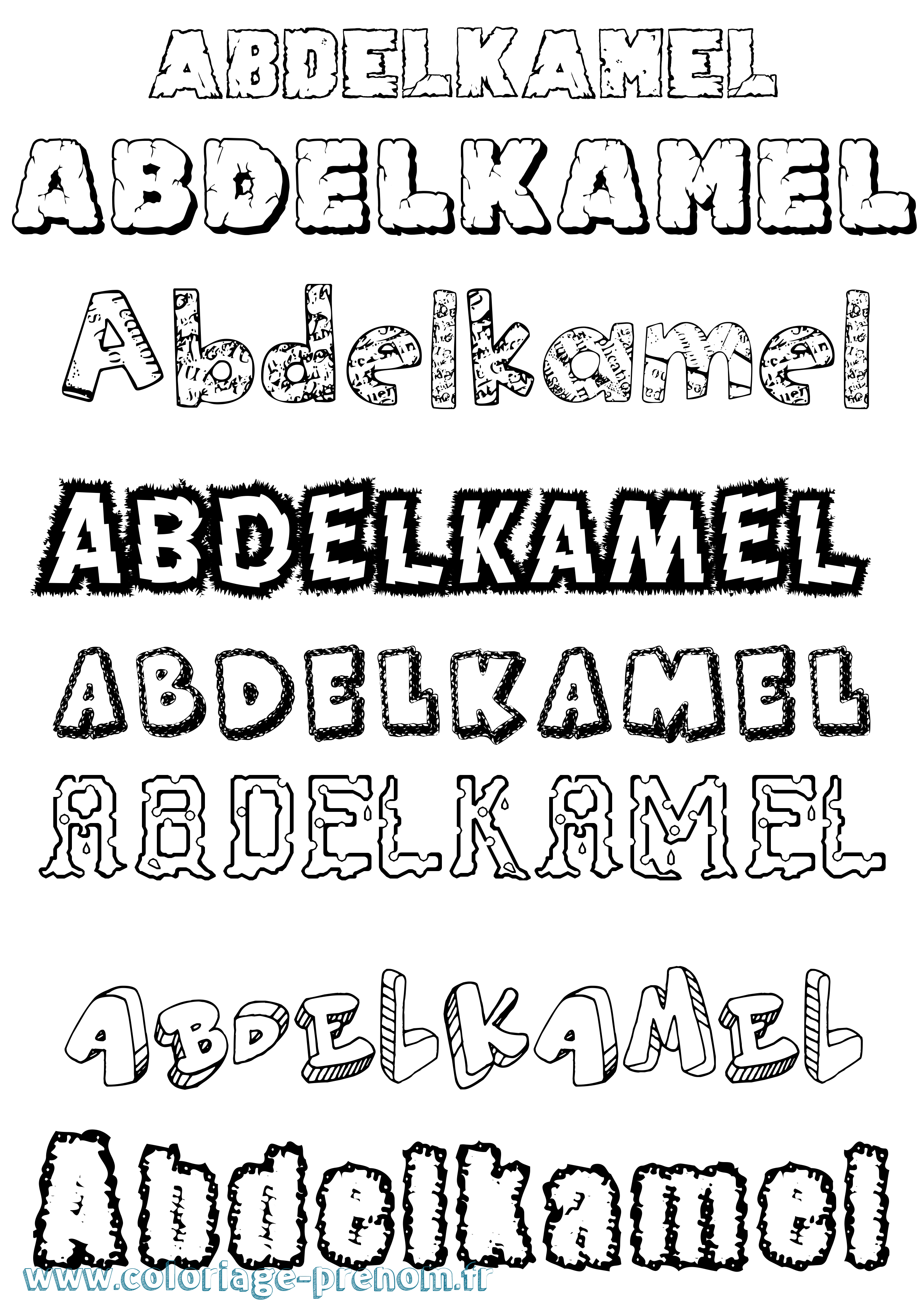 Coloriage prénom Abdelkamel Destructuré