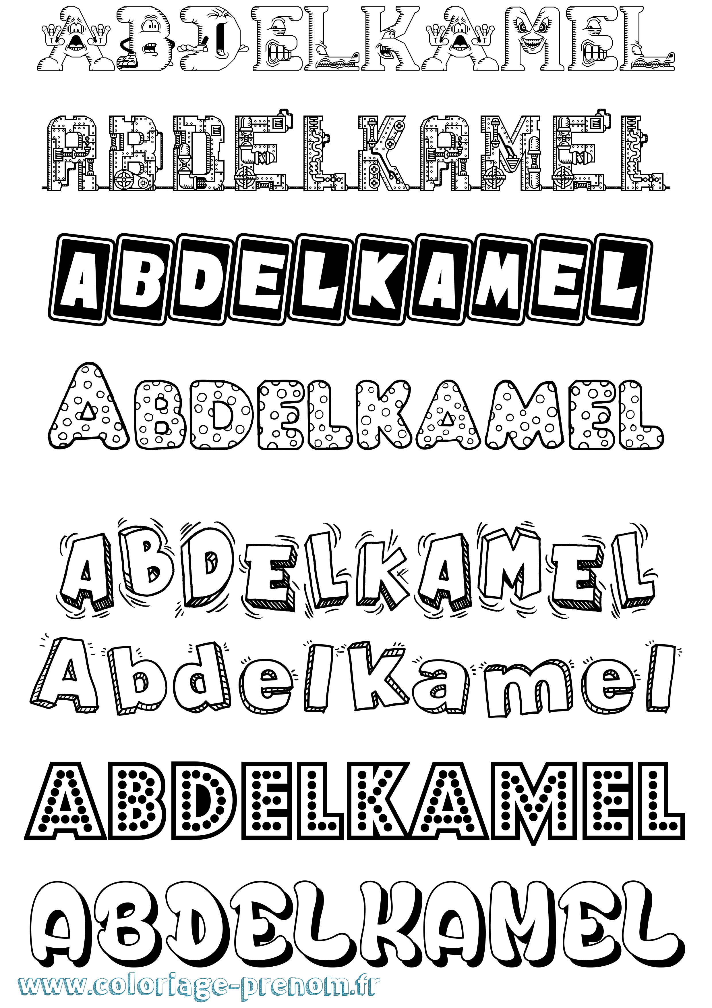 Coloriage prénom Abdelkamel Fun
