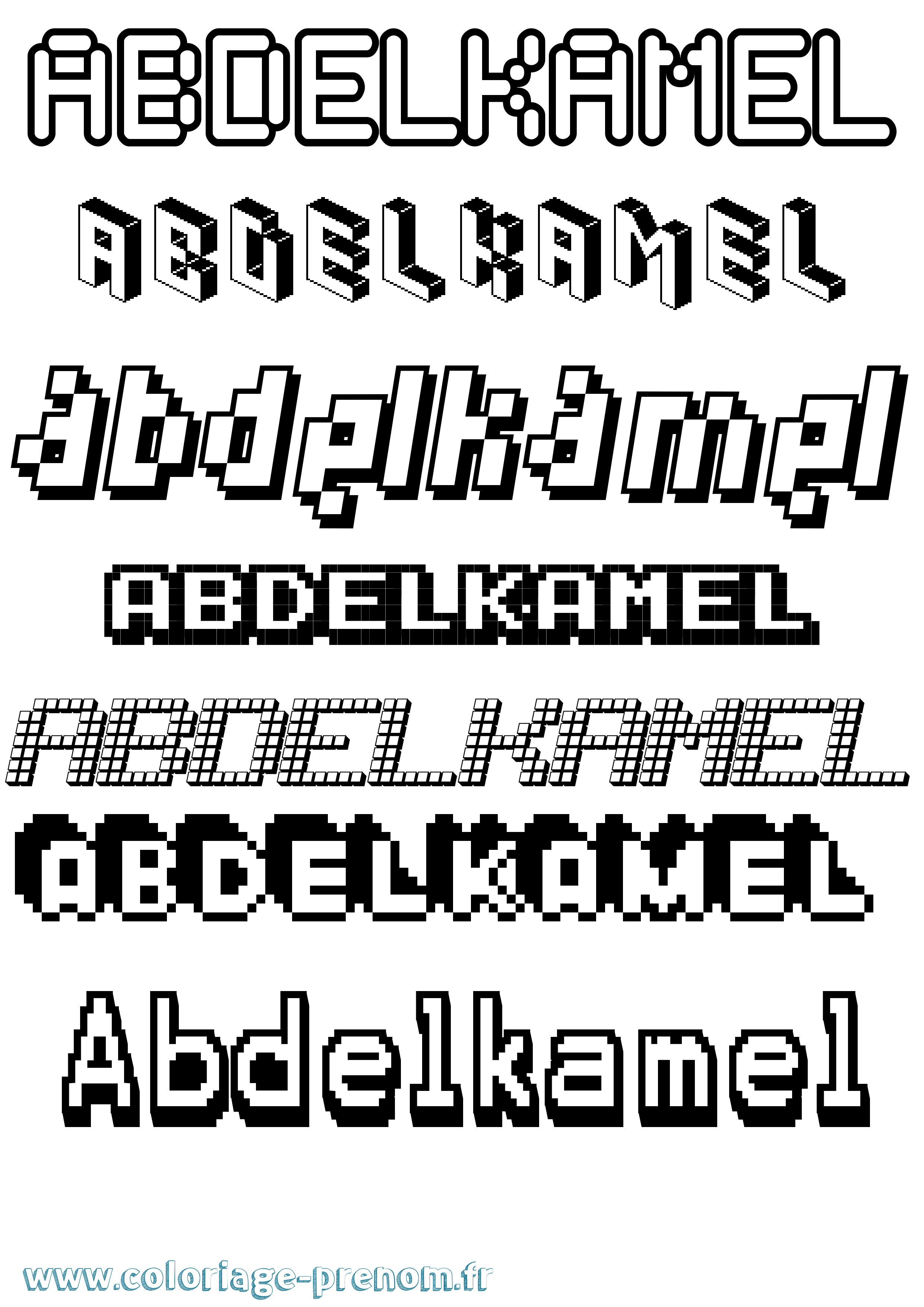 Coloriage prénom Abdelkamel Pixel