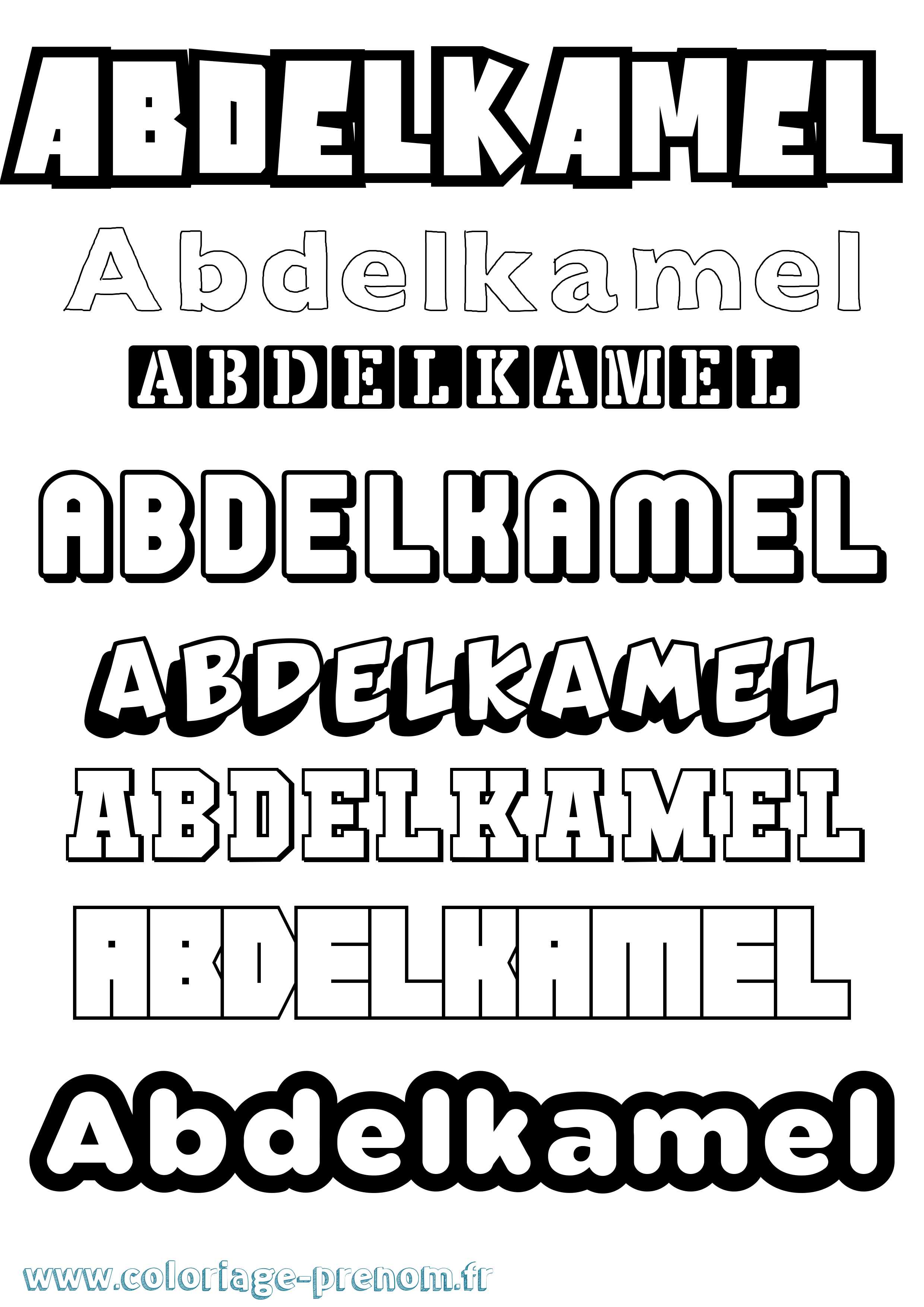 Coloriage prénom Abdelkamel Simple