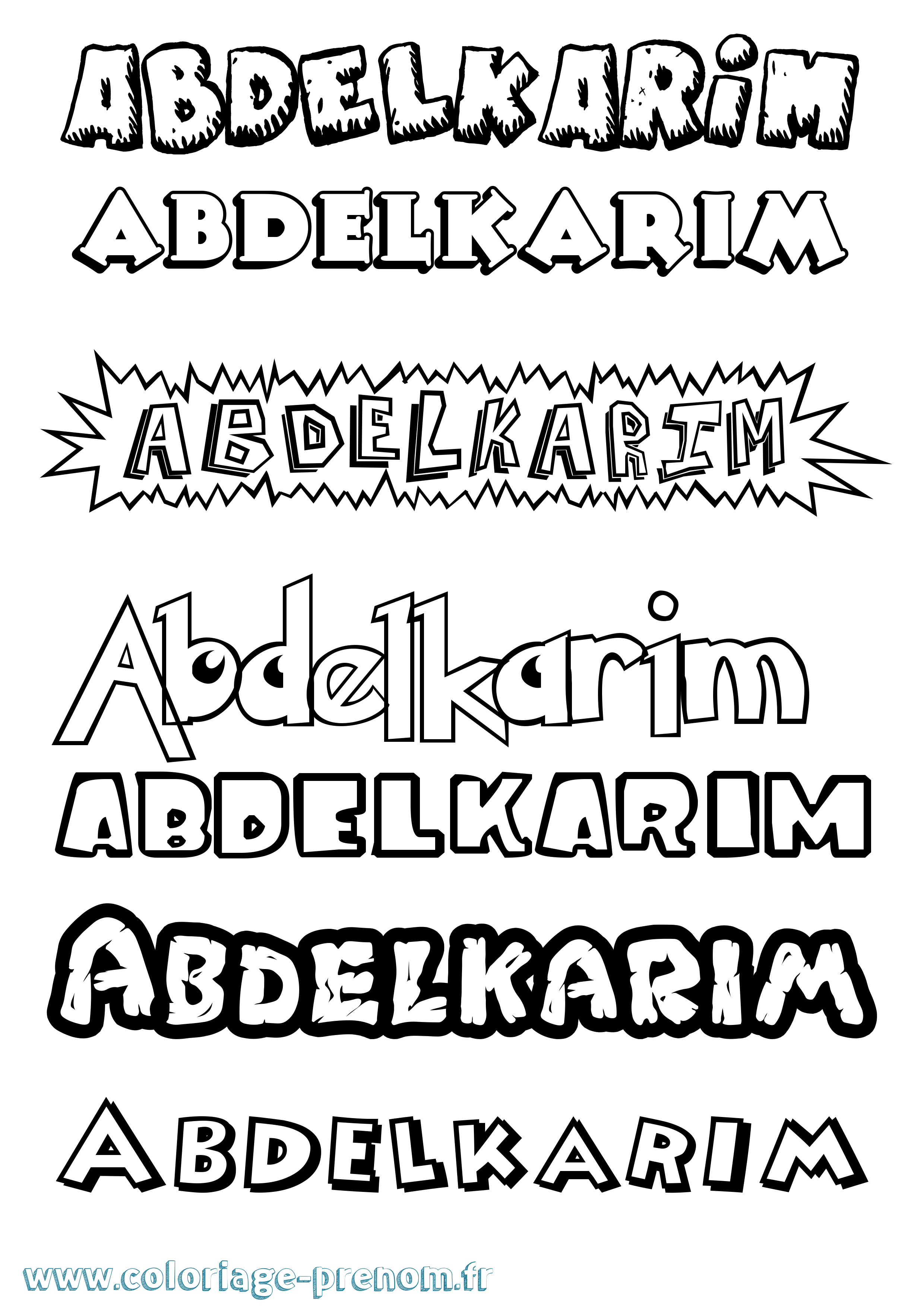 Coloriage prénom Abdelkarim Dessin Animé