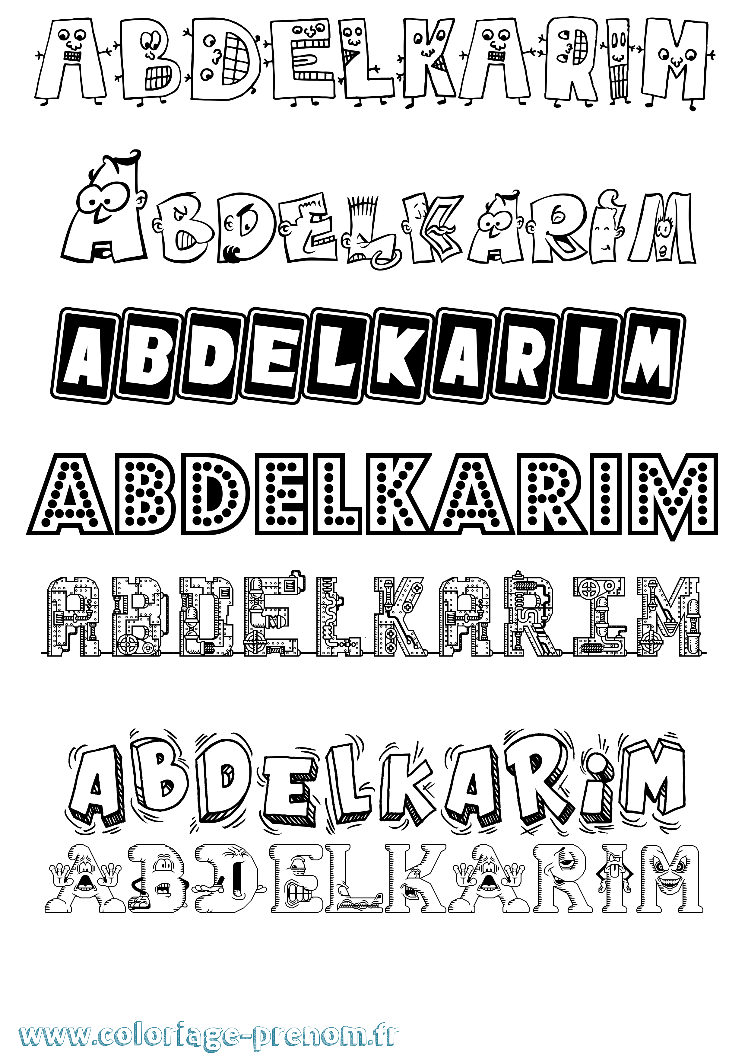 Coloriage prénom Abdelkarim Fun
