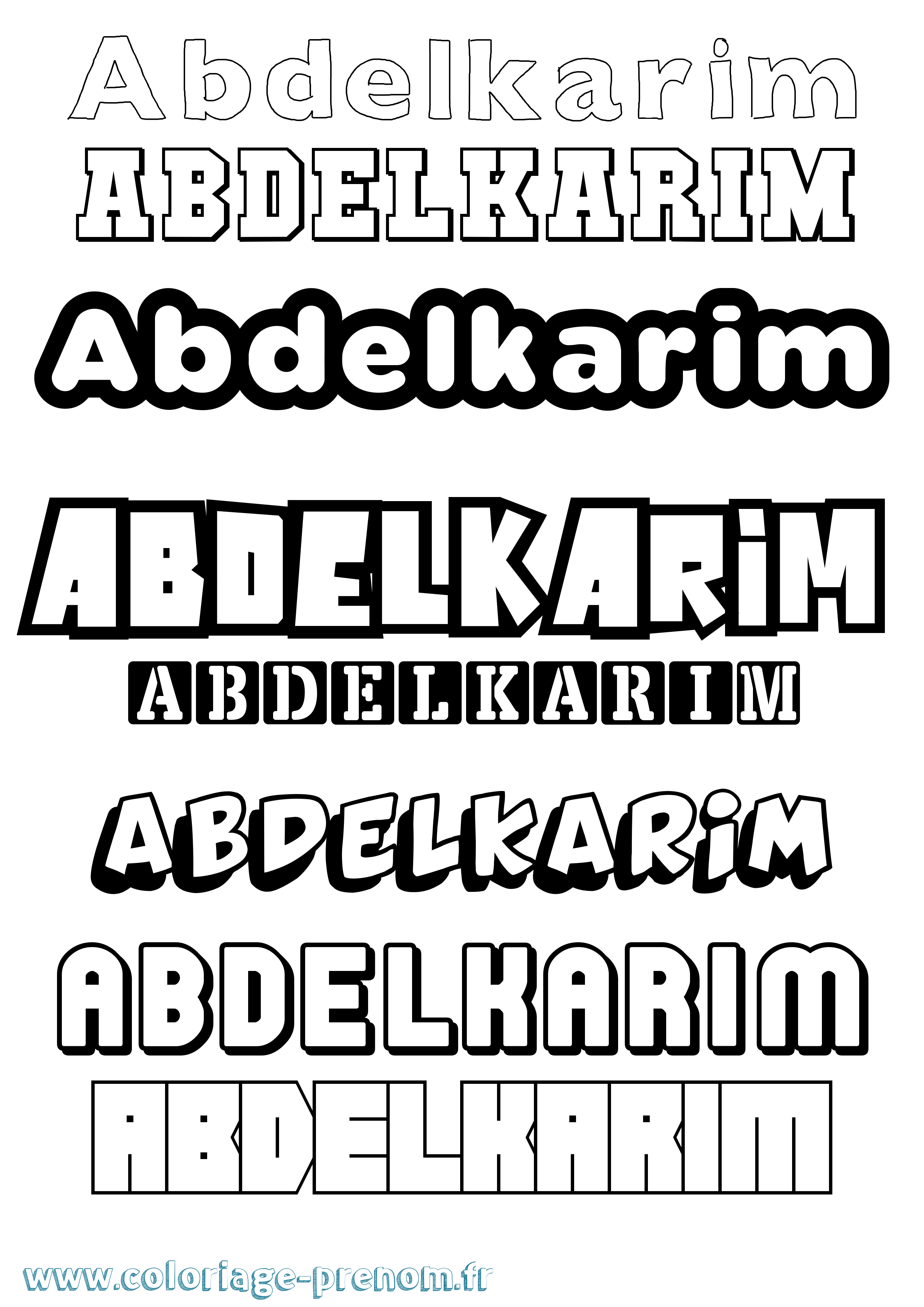 Coloriage prénom Abdelkarim Simple