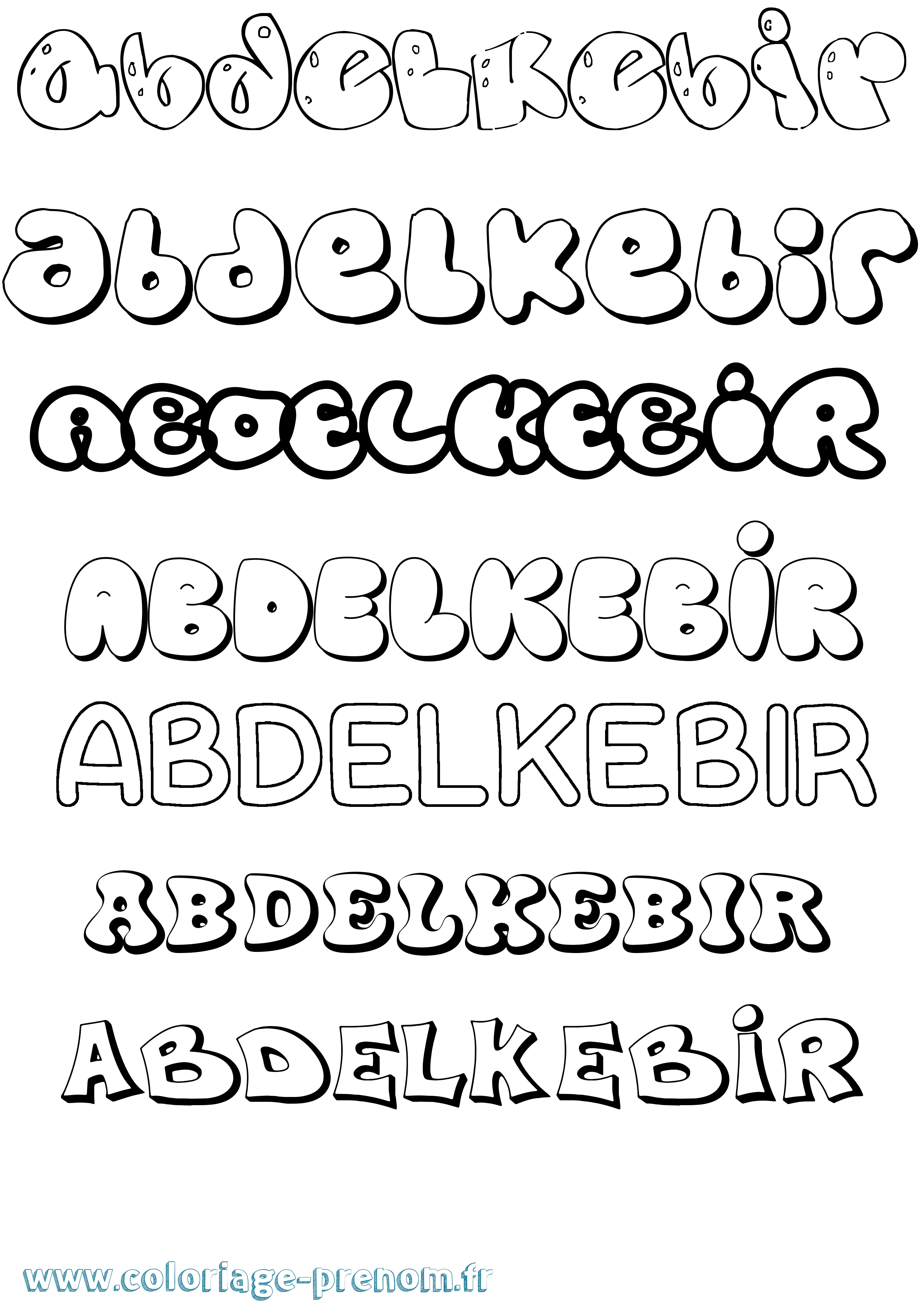 Coloriage prénom Abdelkebir Bubble