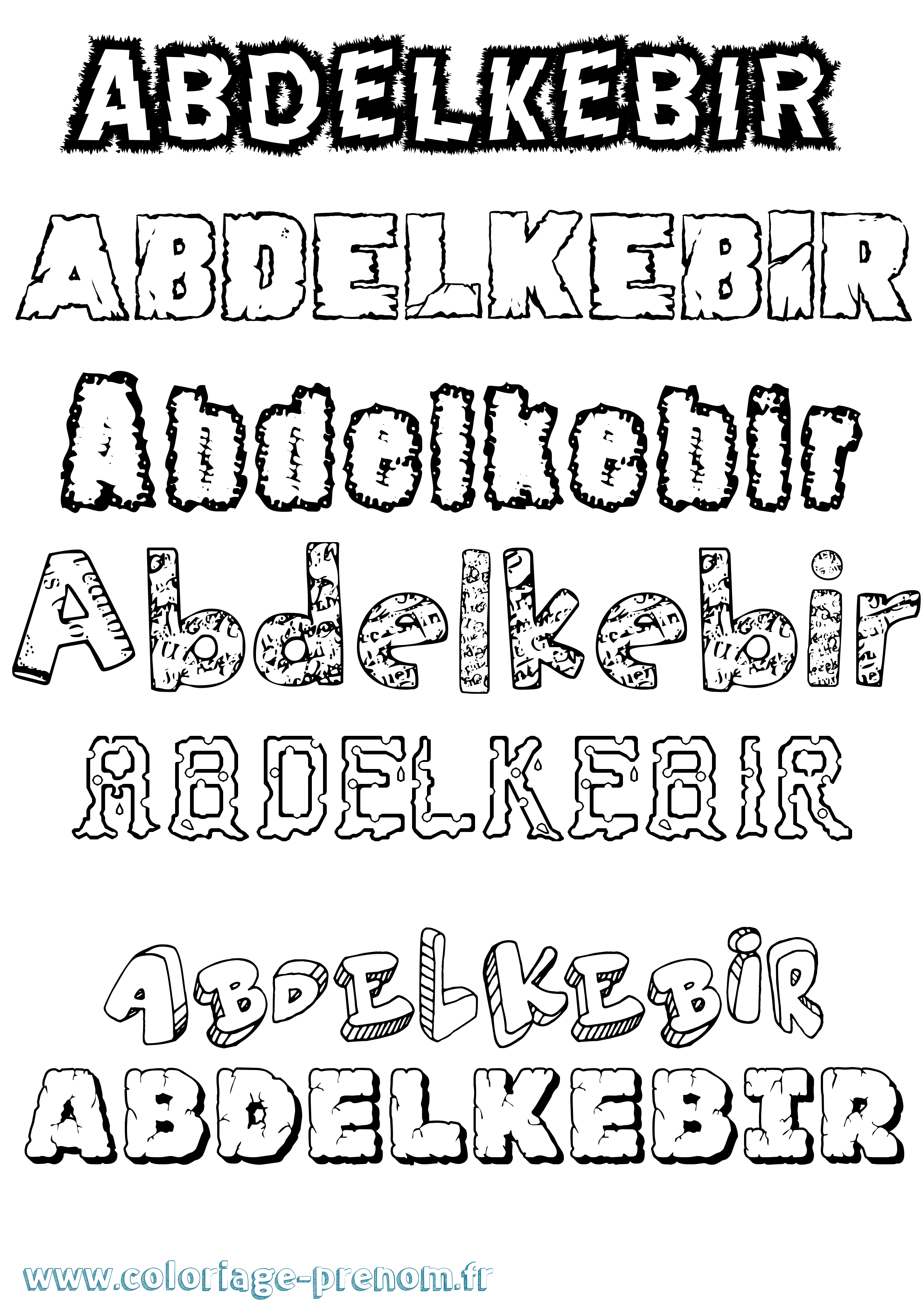 Coloriage prénom Abdelkebir Destructuré