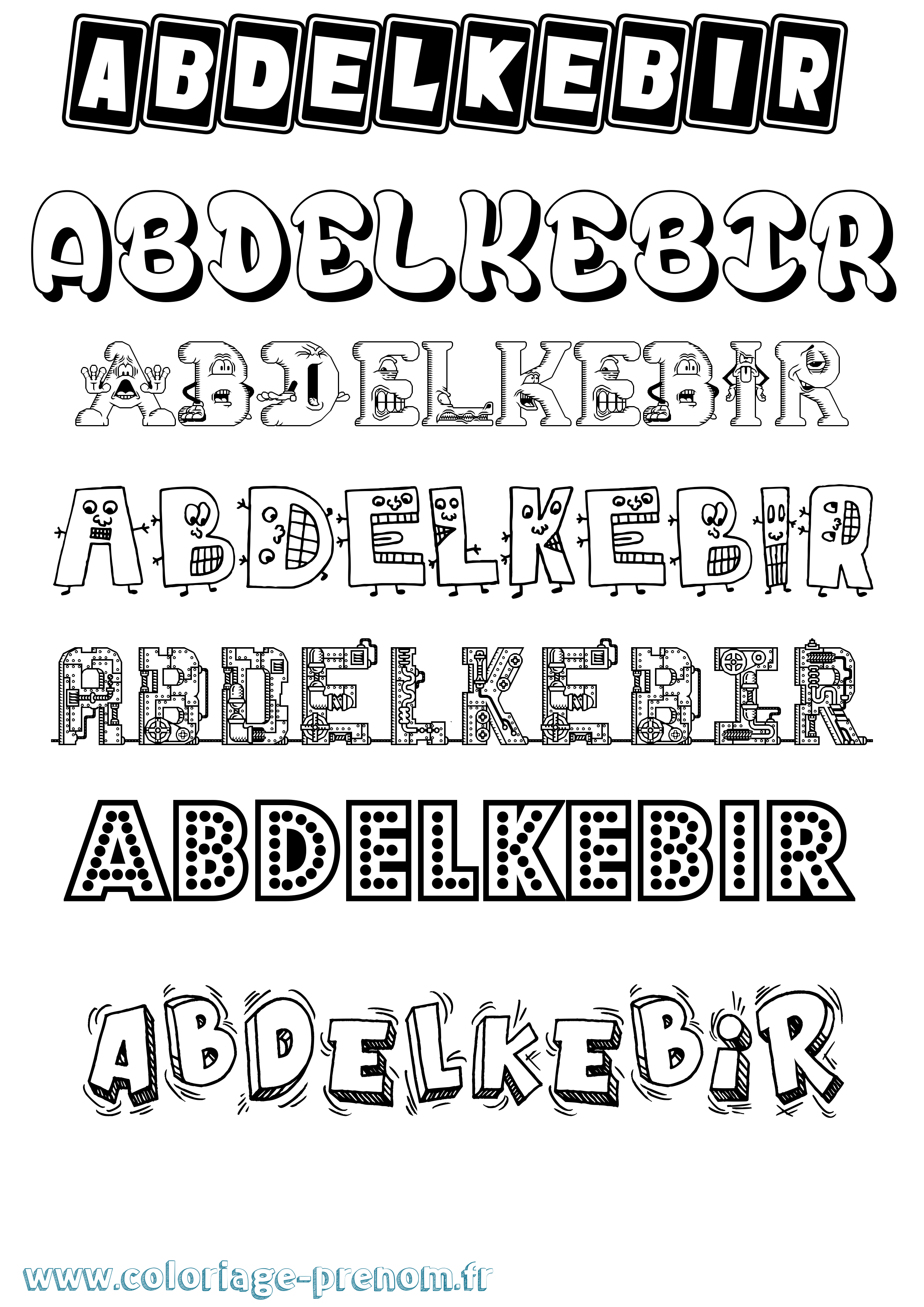 Coloriage prénom Abdelkebir Fun