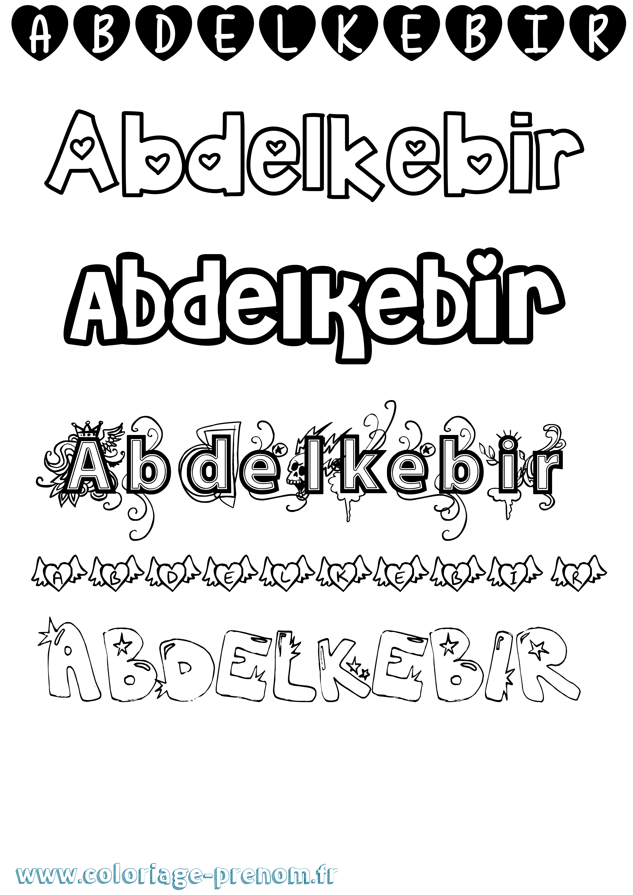 Coloriage prénom Abdelkebir Girly