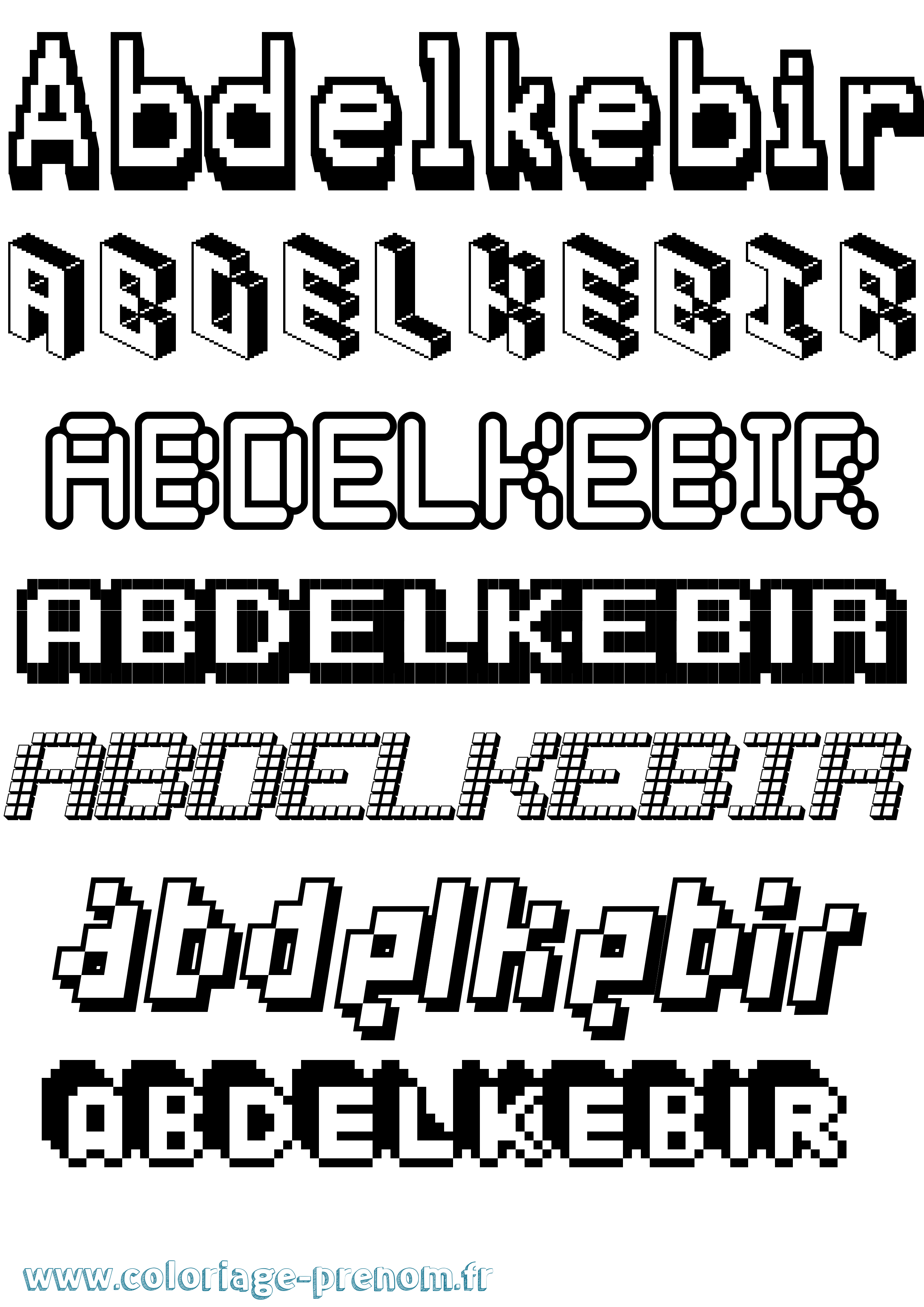 Coloriage prénom Abdelkebir Pixel