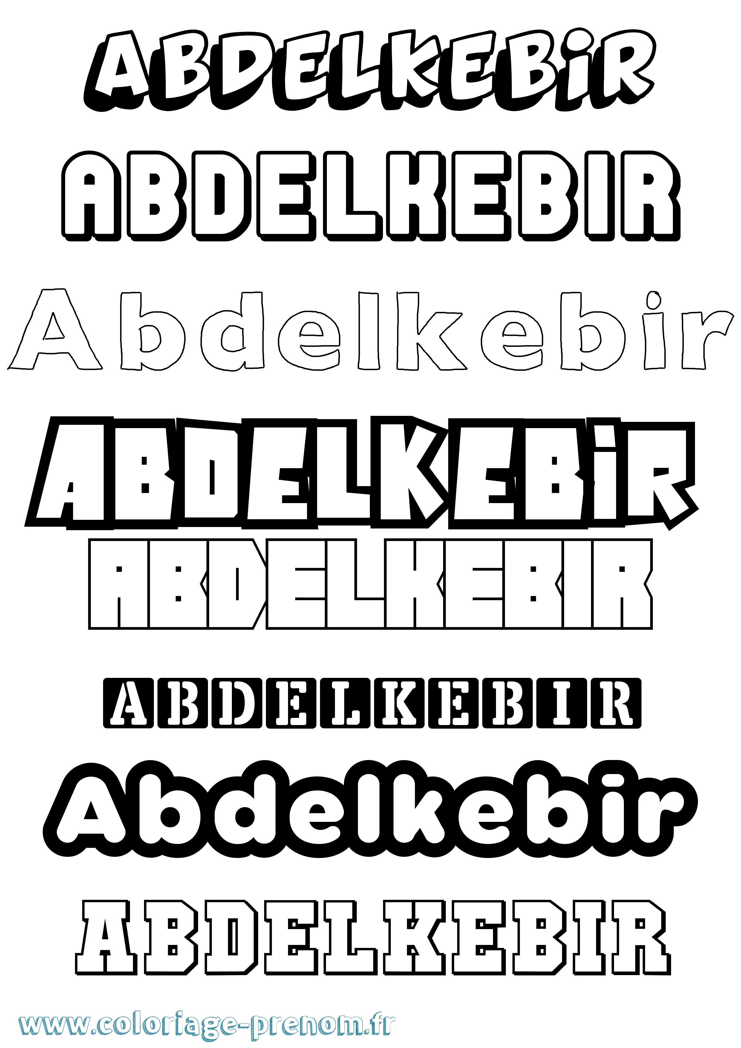 Coloriage prénom Abdelkebir Simple