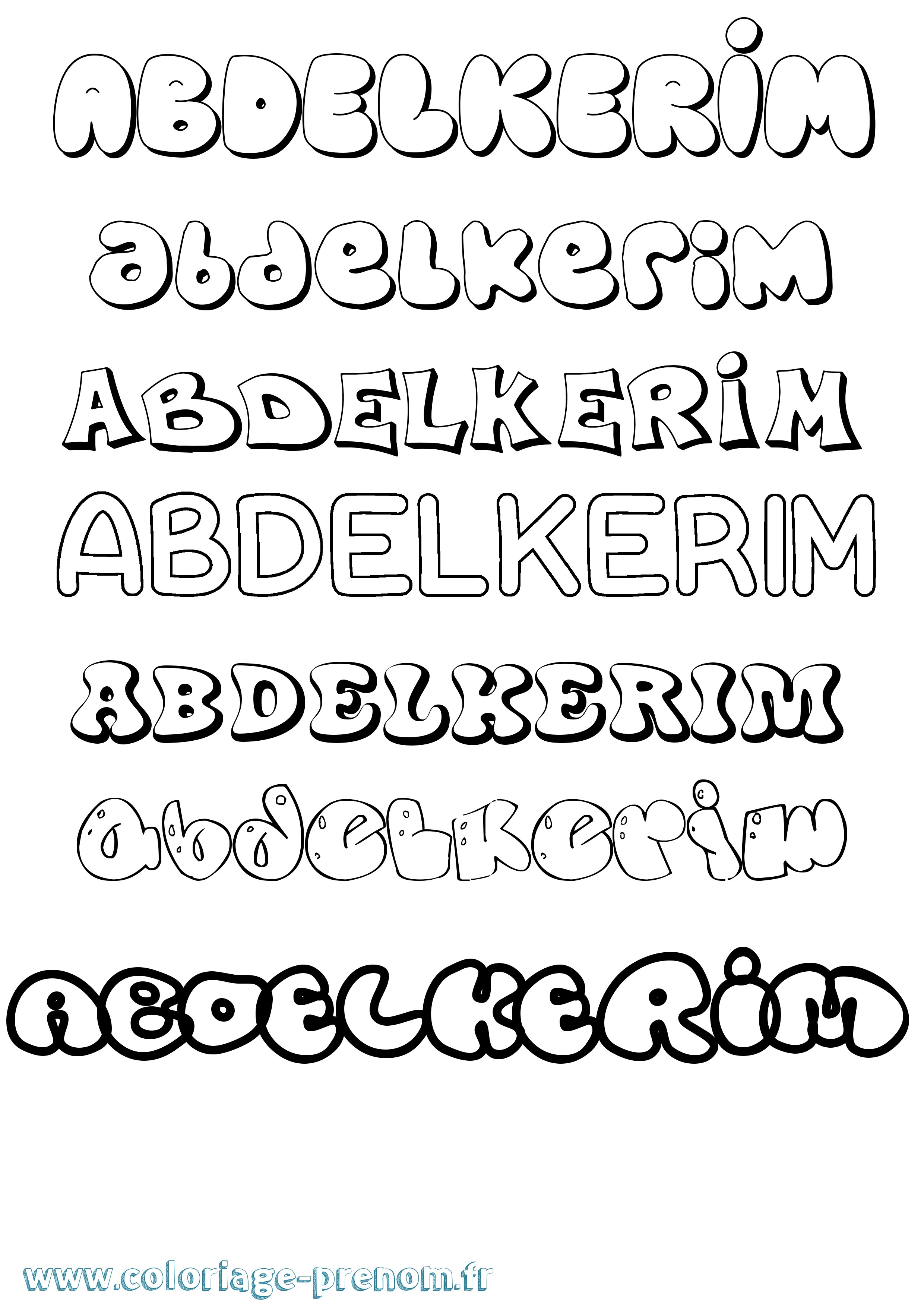 Coloriage Abdelkerim Bubble Coloriage prénom Abdelkerim Bubble
