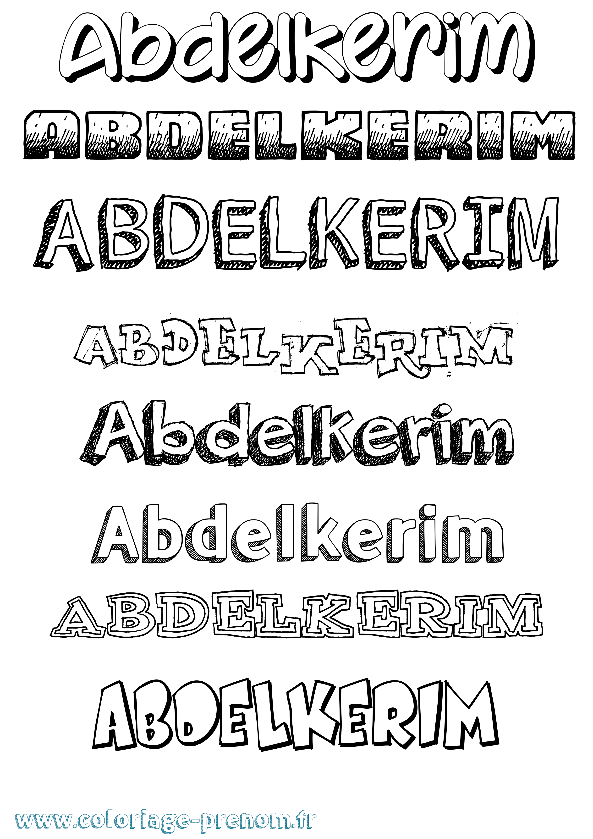 Coloriage prénom Abdelkerim Dessiné
