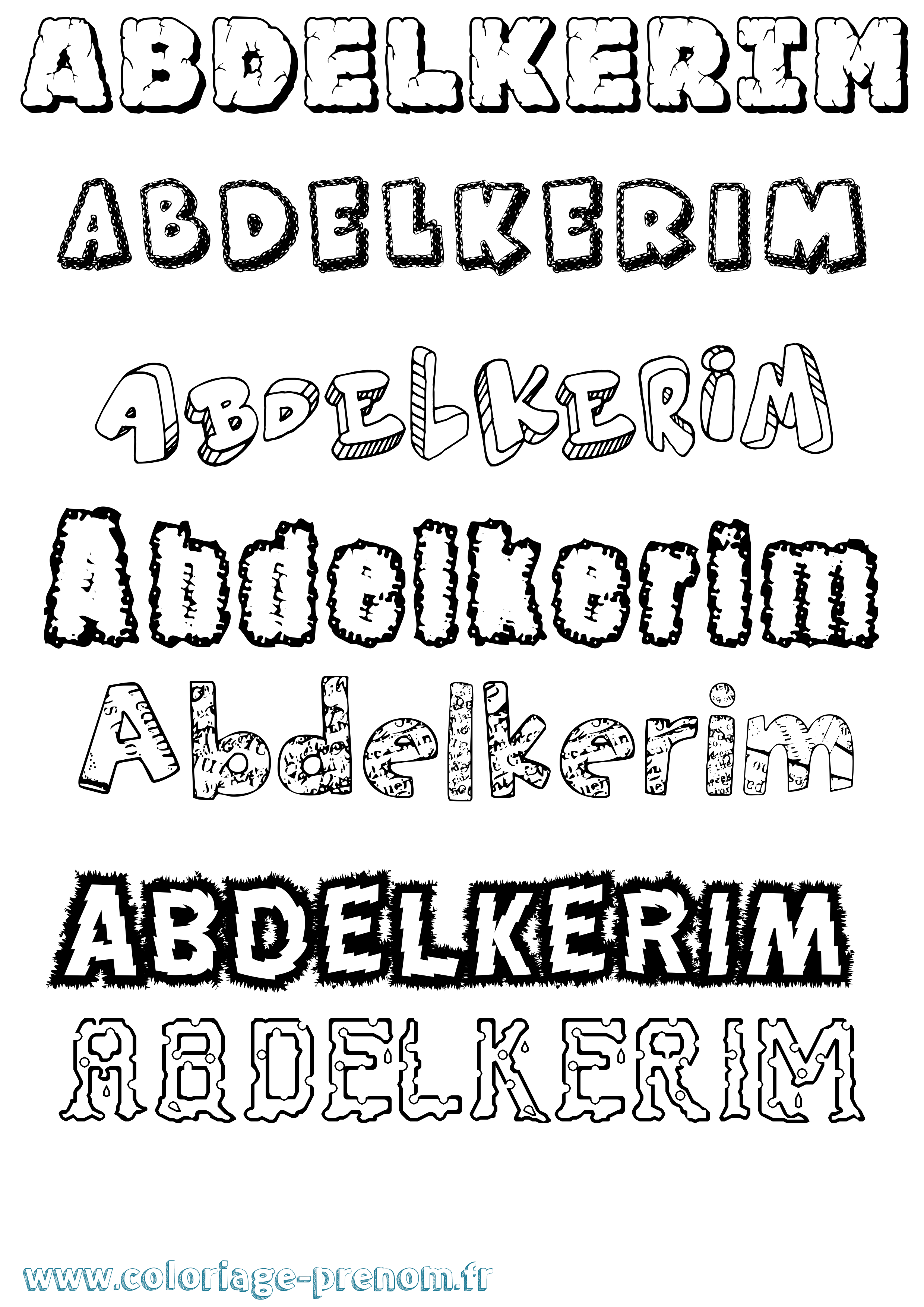 Coloriage prénom Abdelkerim Destructuré