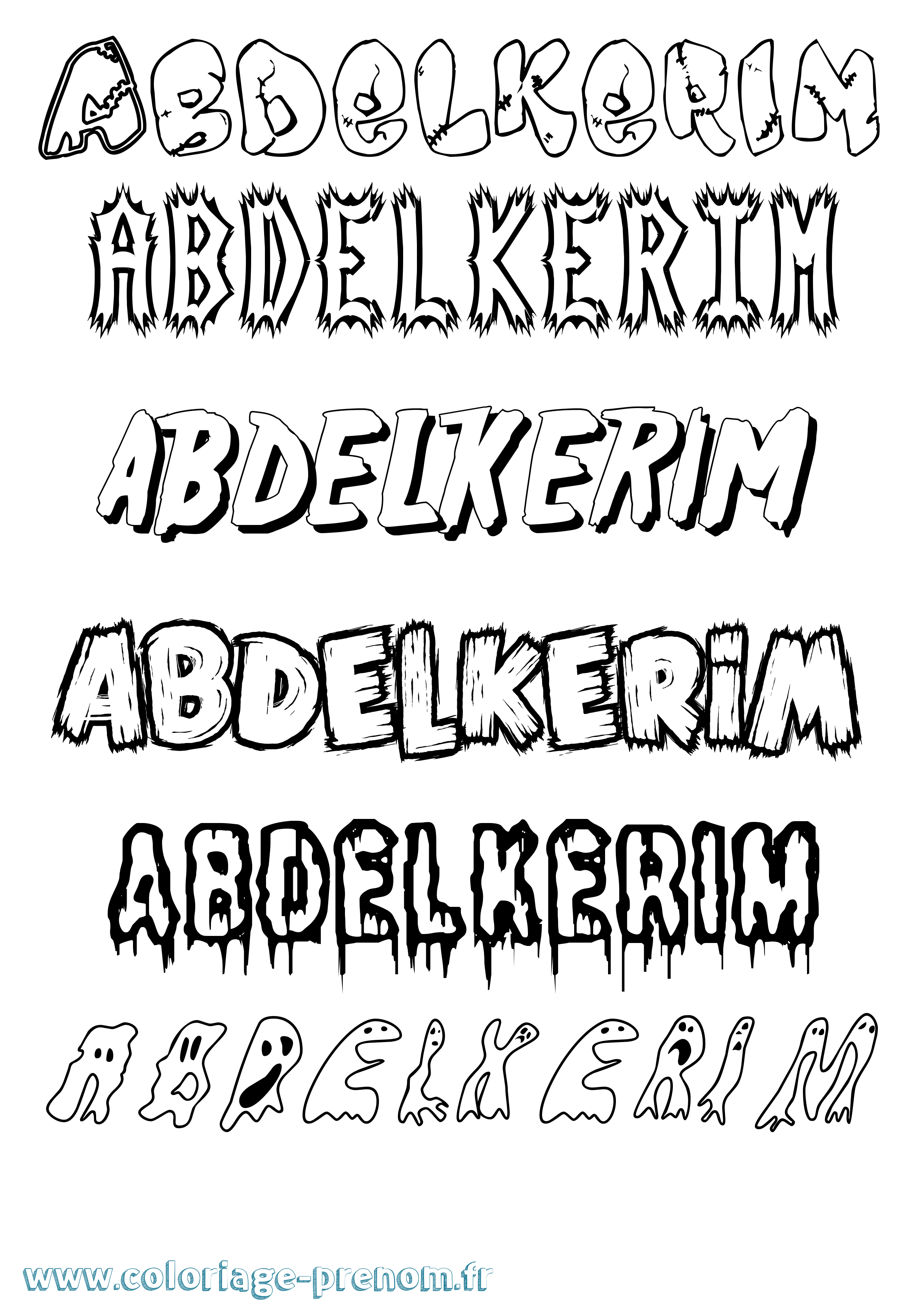 Coloriage Abdelkerim Frisson Coloriage prénom Abdelkerim Frisson