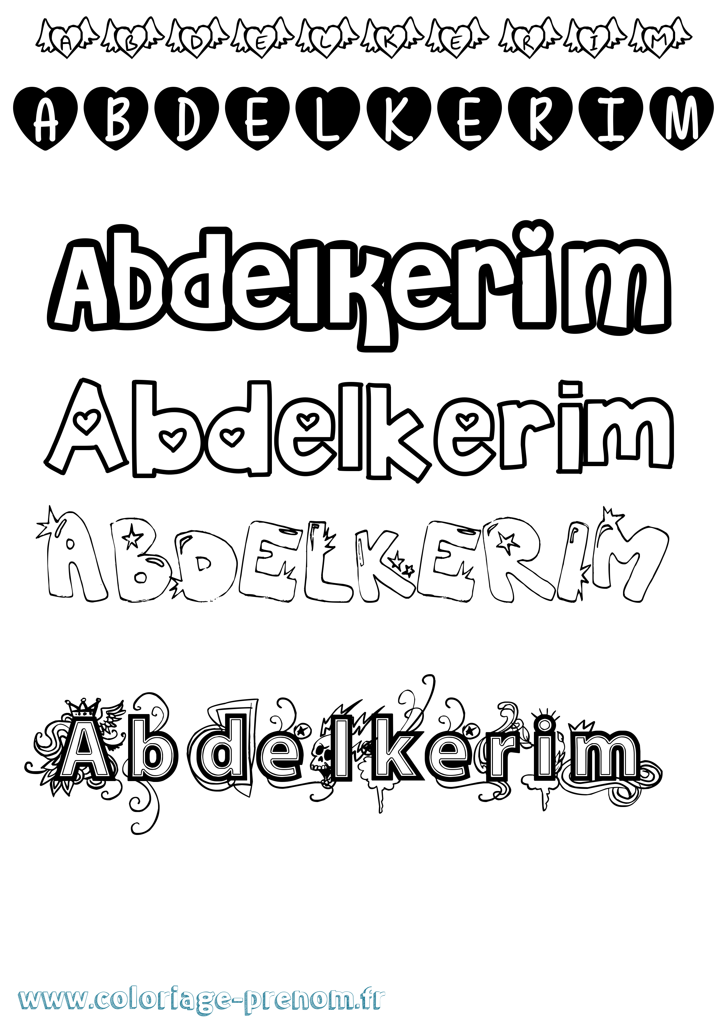 Coloriage Abdelkerim Girly Coloriage prénom Abdelkerim Girly