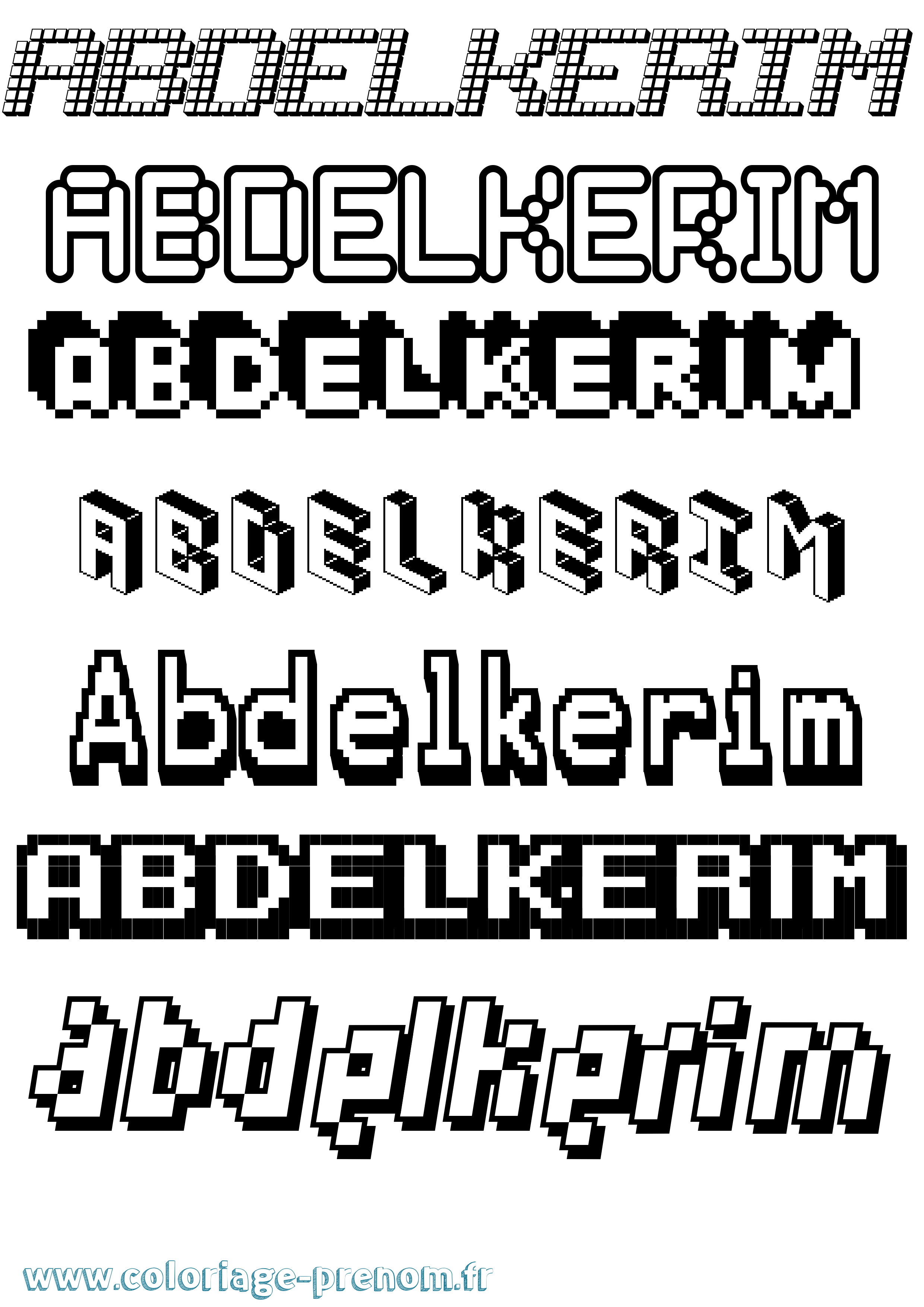 Coloriage prénom Abdelkerim Pixel