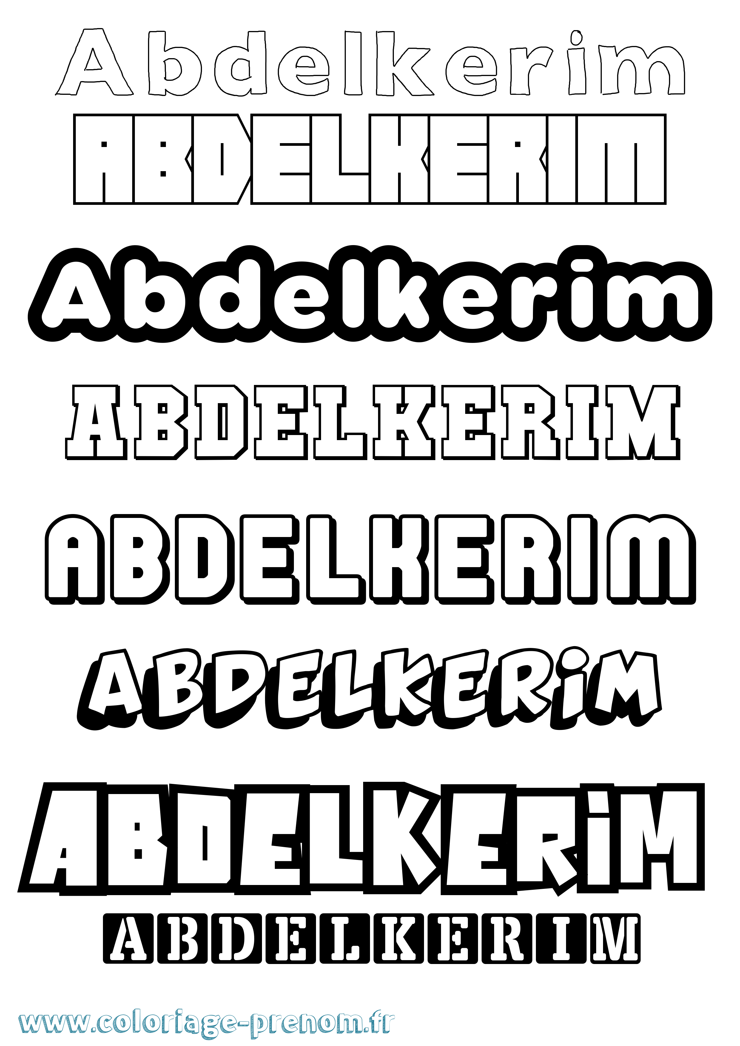 Coloriage prénom Abdelkerim Simple