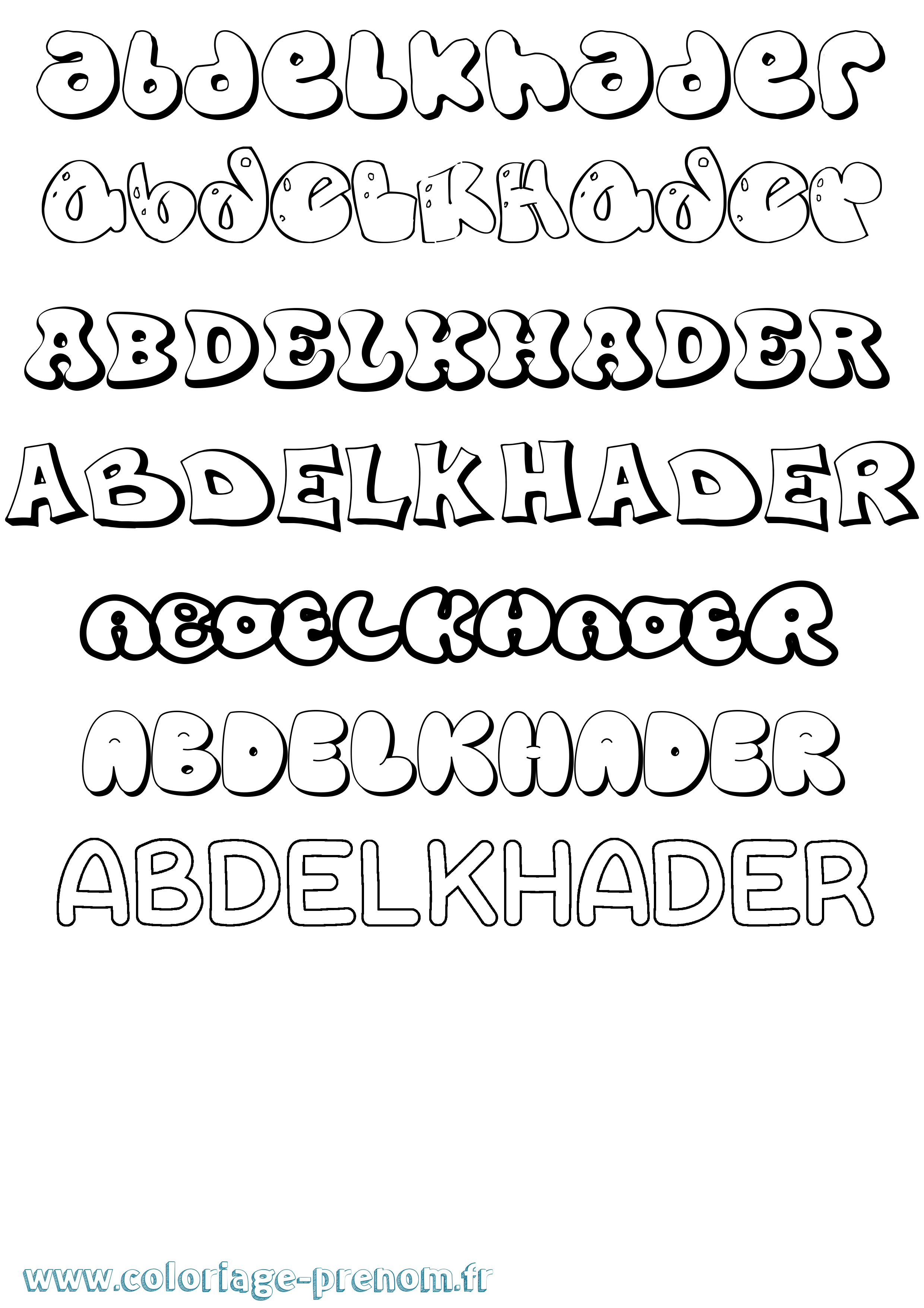 Coloriage Abdelkhader Bubble Coloriage prénom Abdelkhader Bubble