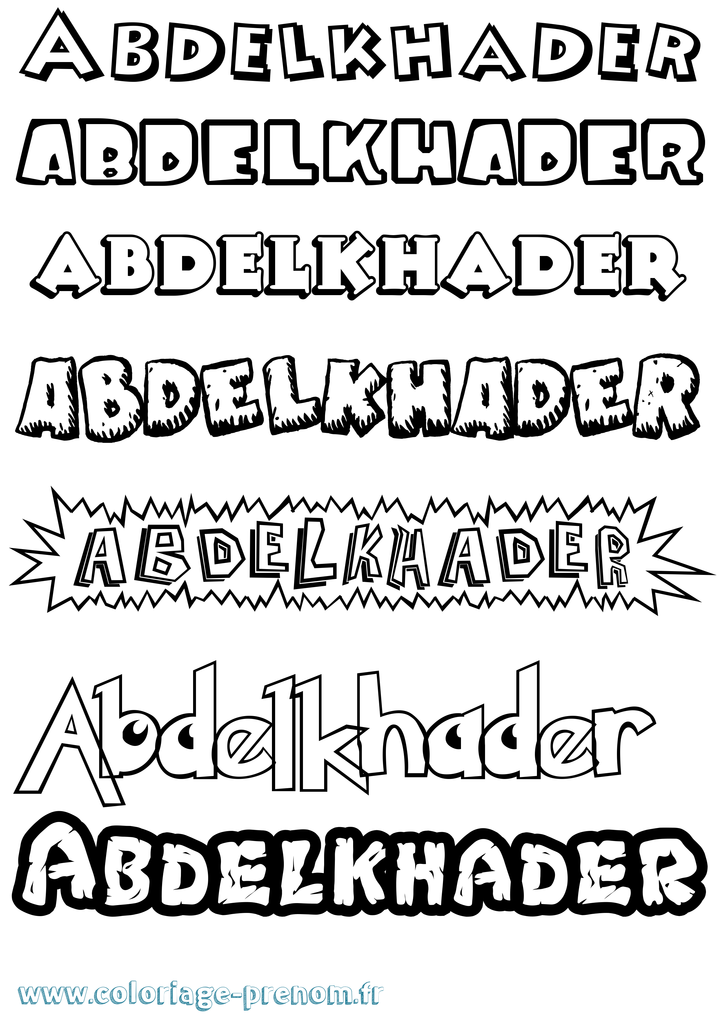 Coloriage Abdelkhader Dessin Animé Coloriage prénom Abdelkhader Dessin Animé