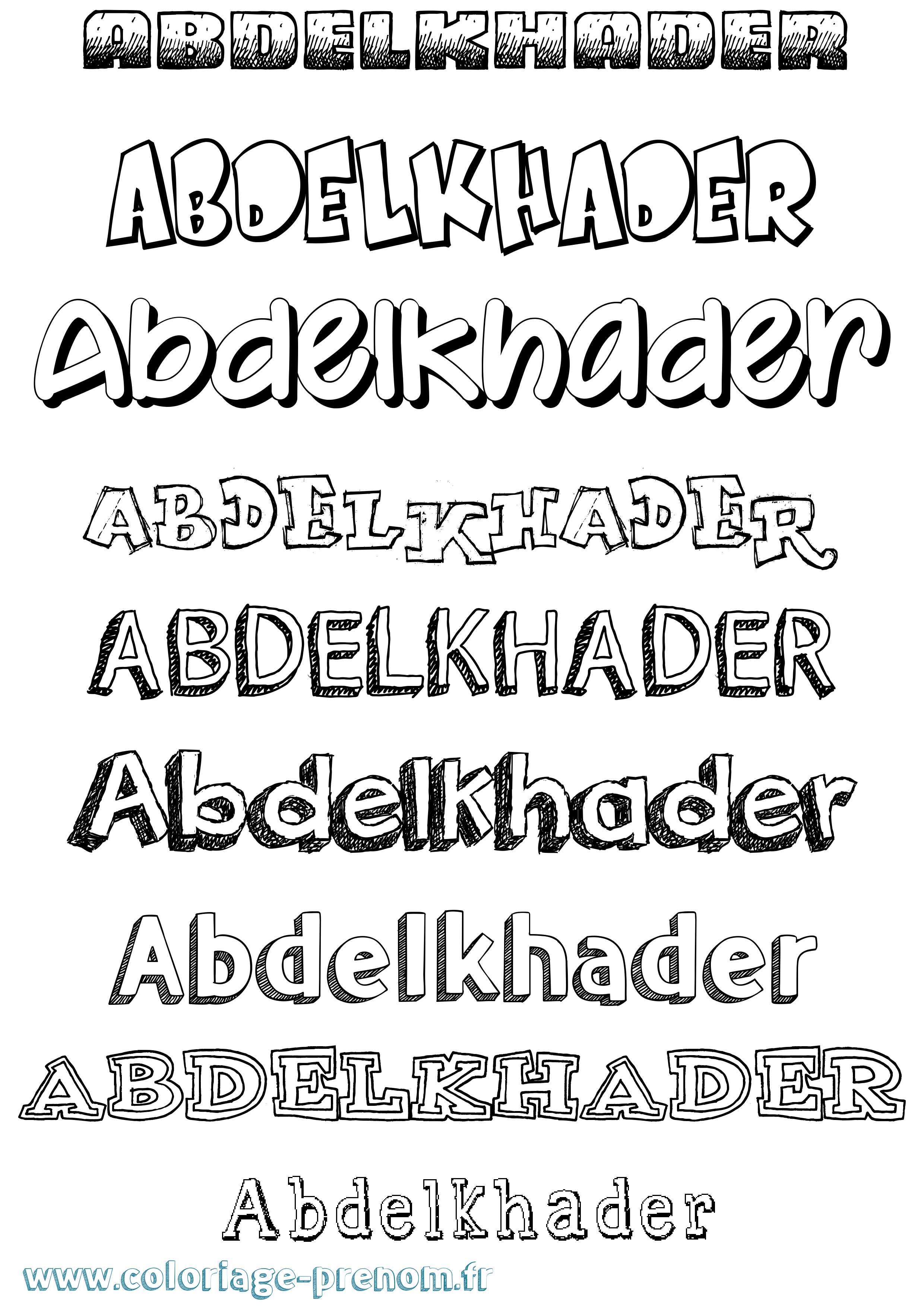 Coloriage Abdelkhader Dessiné Coloriage prénom Abdelkhader Dessiné