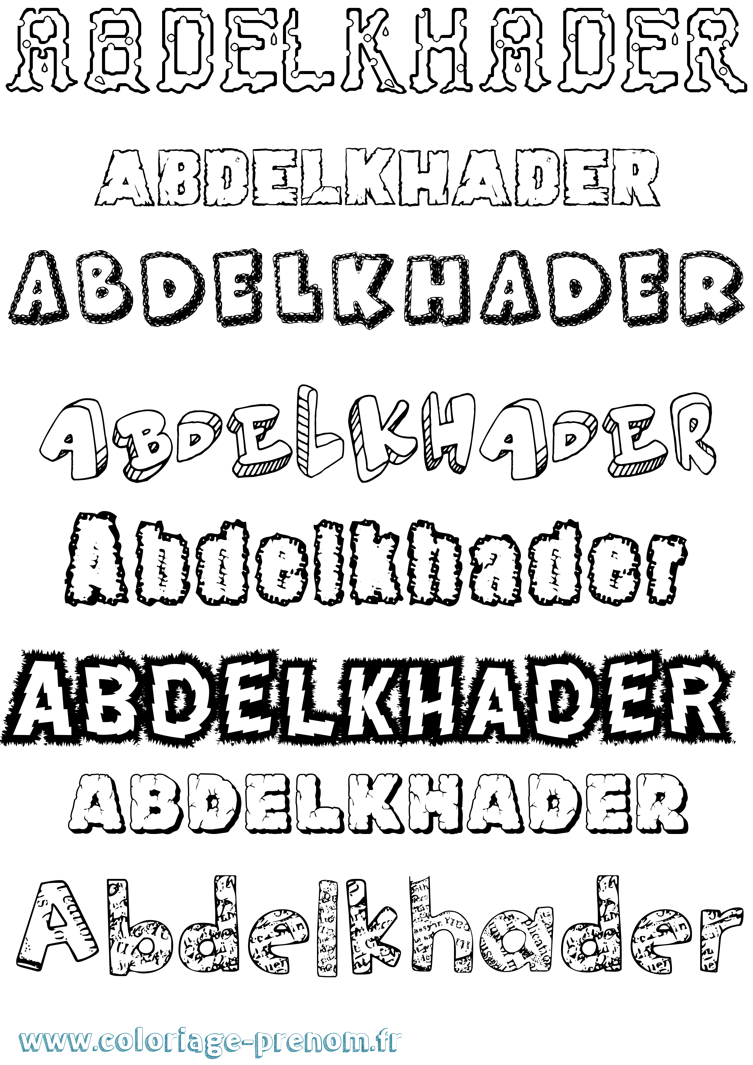 Coloriage prénom Abdelkhader Destructuré