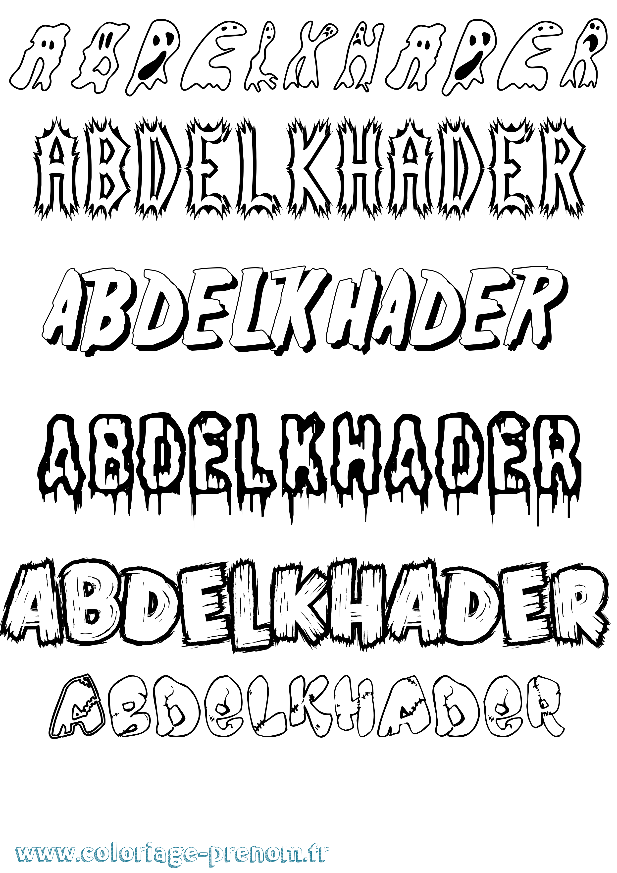 Coloriage prénom Abdelkhader Frisson