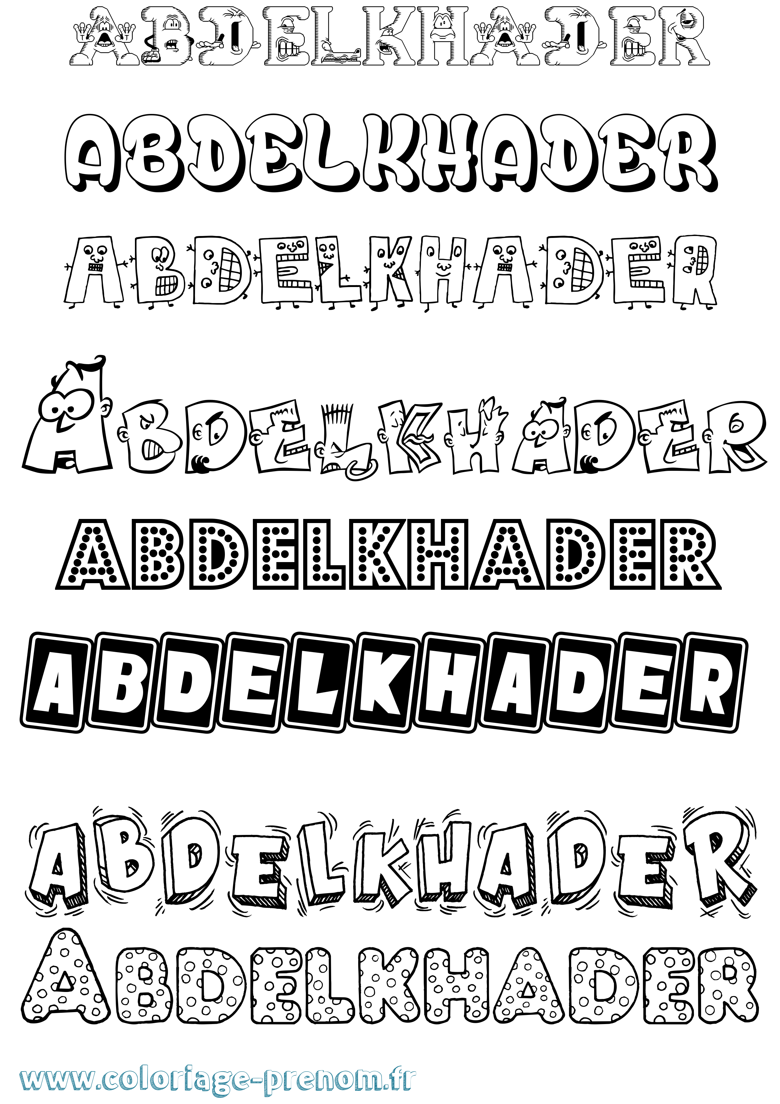 Coloriage prénom Abdelkhader Fun