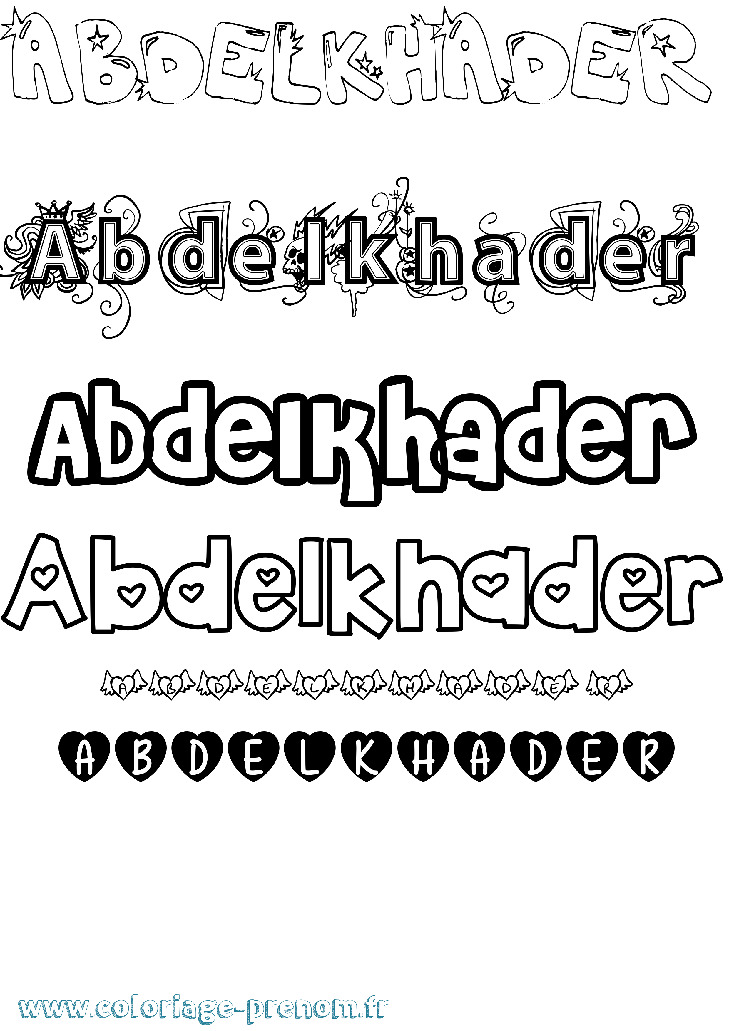 Coloriage Abdelkhader Girly Coloriage prénom Abdelkhader Girly