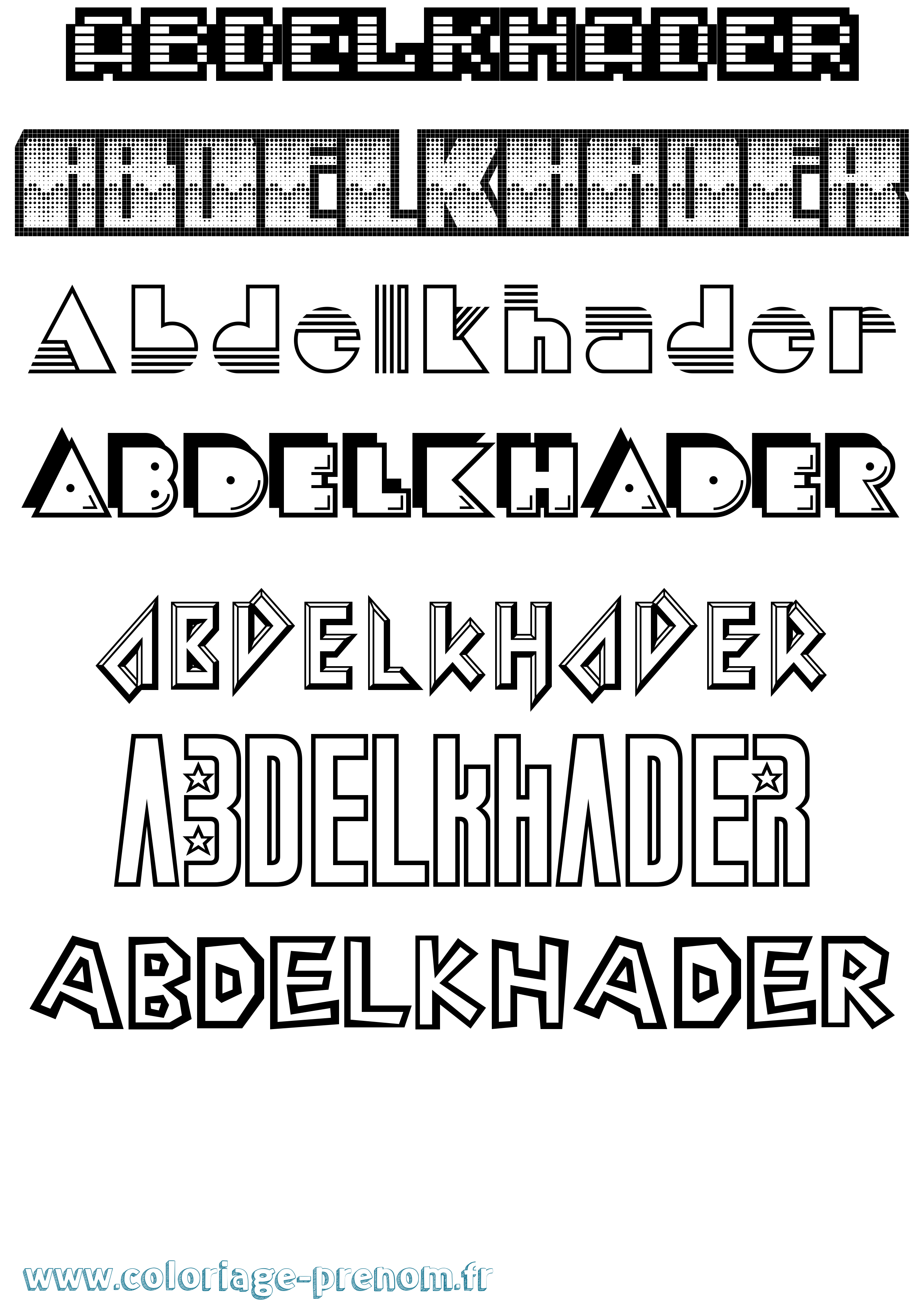 Coloriage Abdelkhader Jeux Vidéos Coloriage prénom Abdelkhader Jeux Vidéos