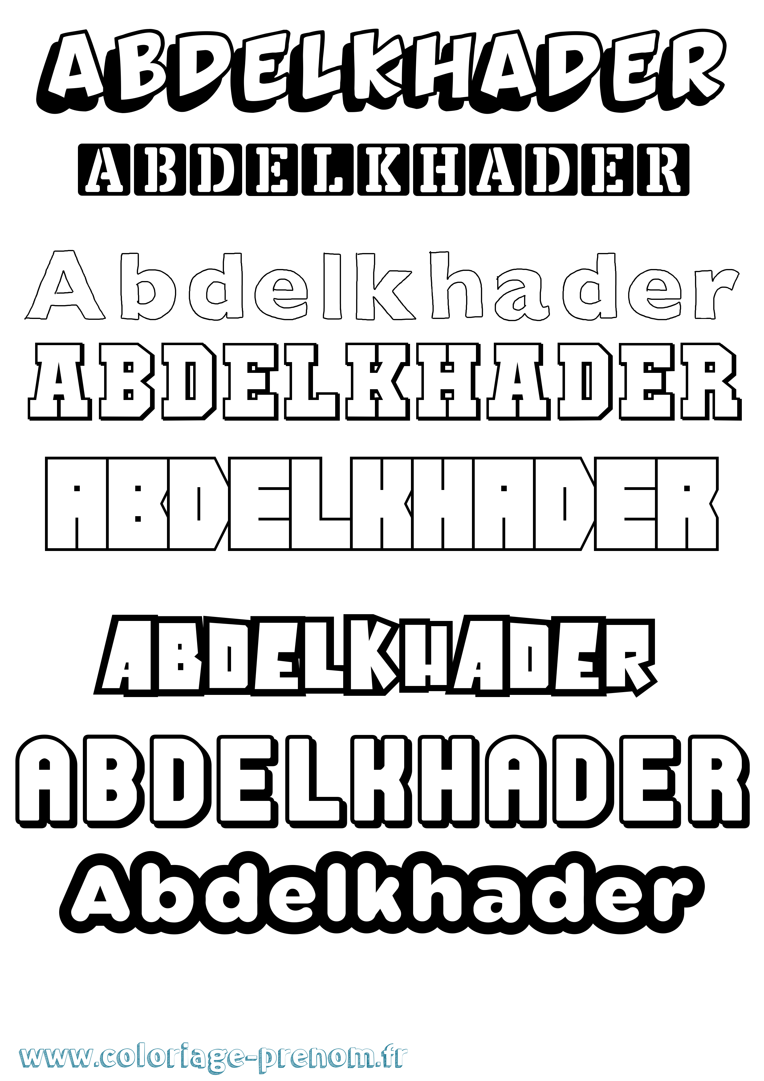 Coloriage prénom Abdelkhader Simple