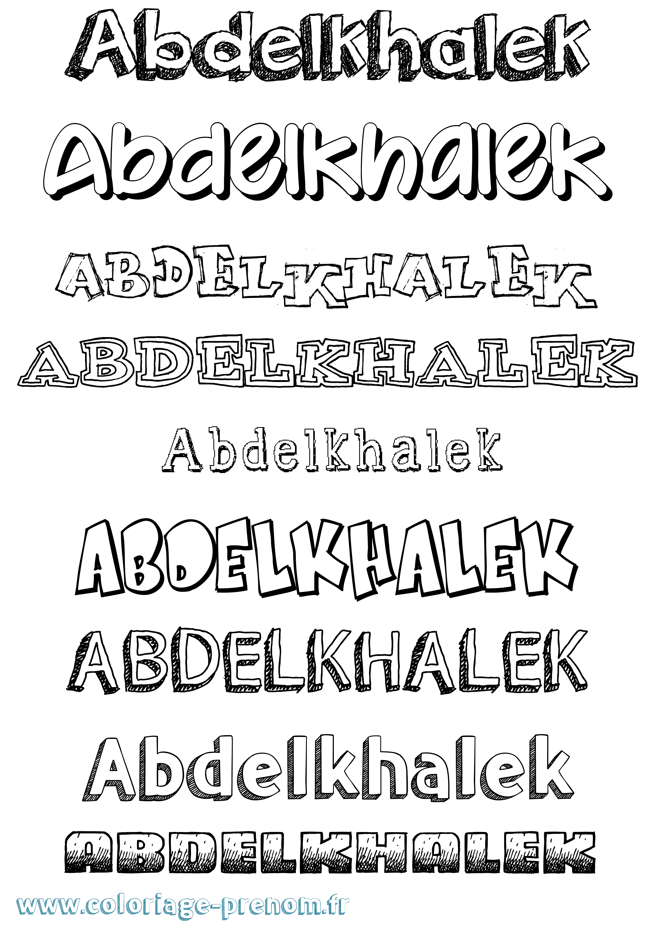 Coloriage prénom Abdelkhalek Dessiné