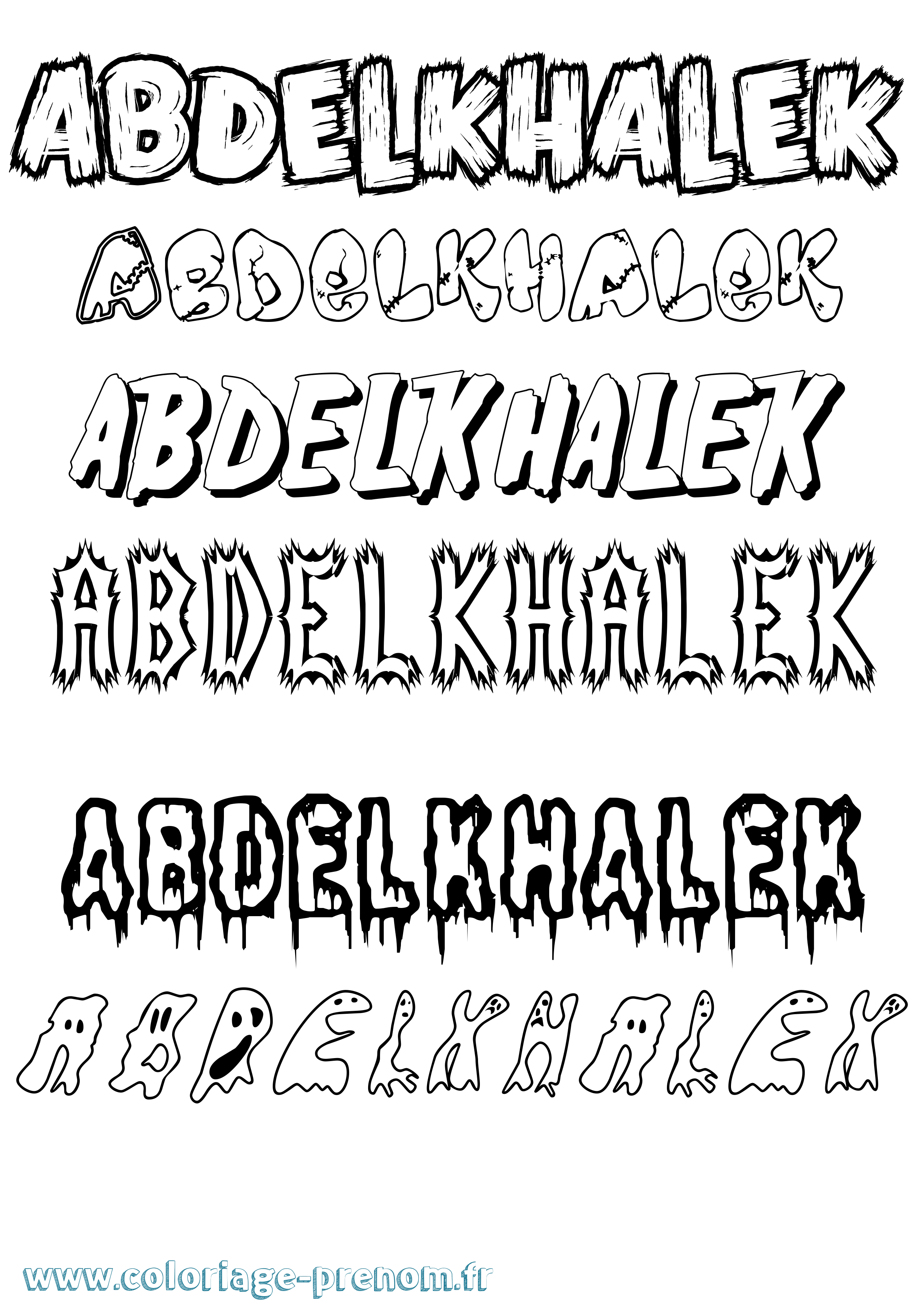 Coloriage prénom Abdelkhalek Frisson