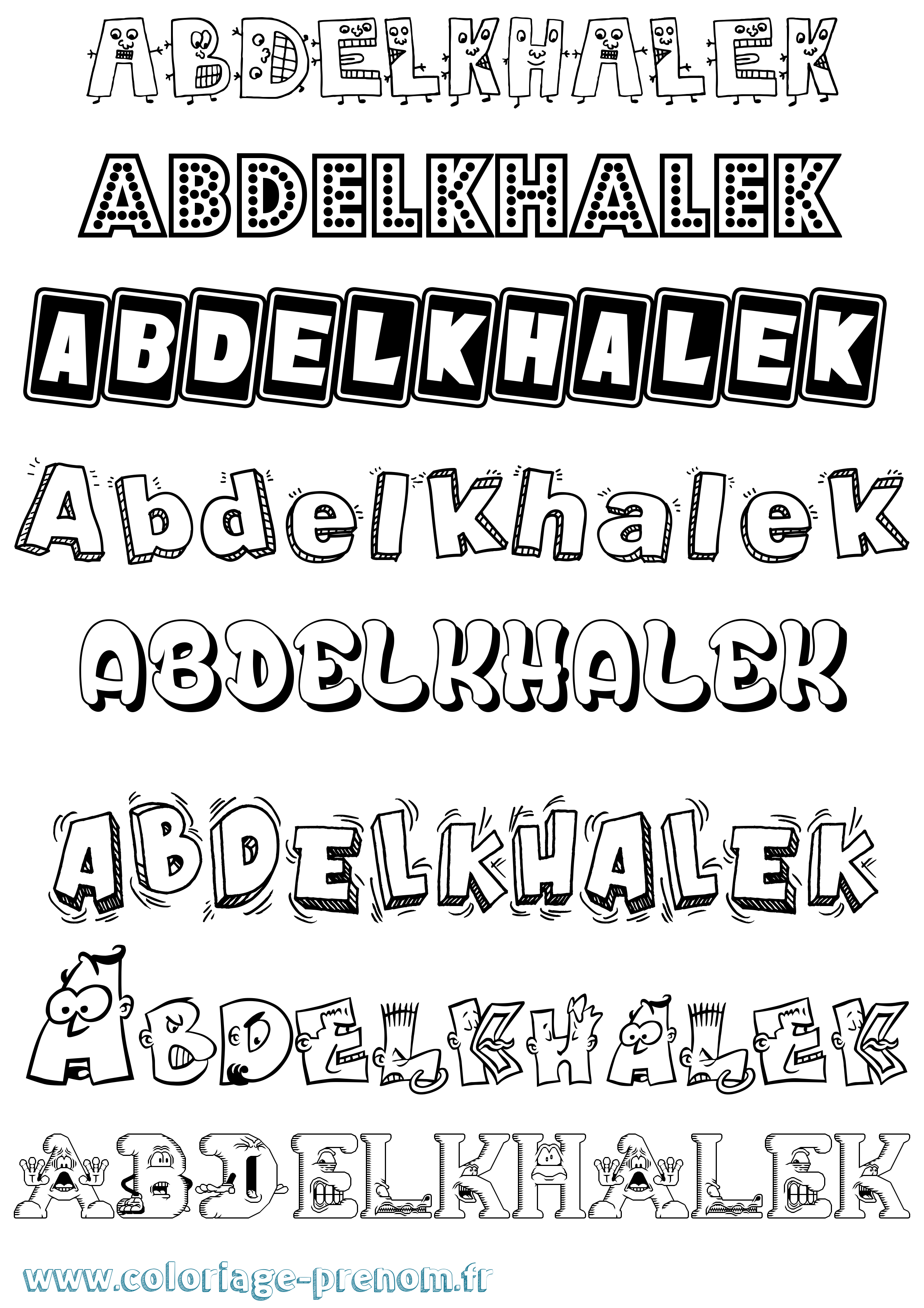 Coloriage prénom Abdelkhalek Fun