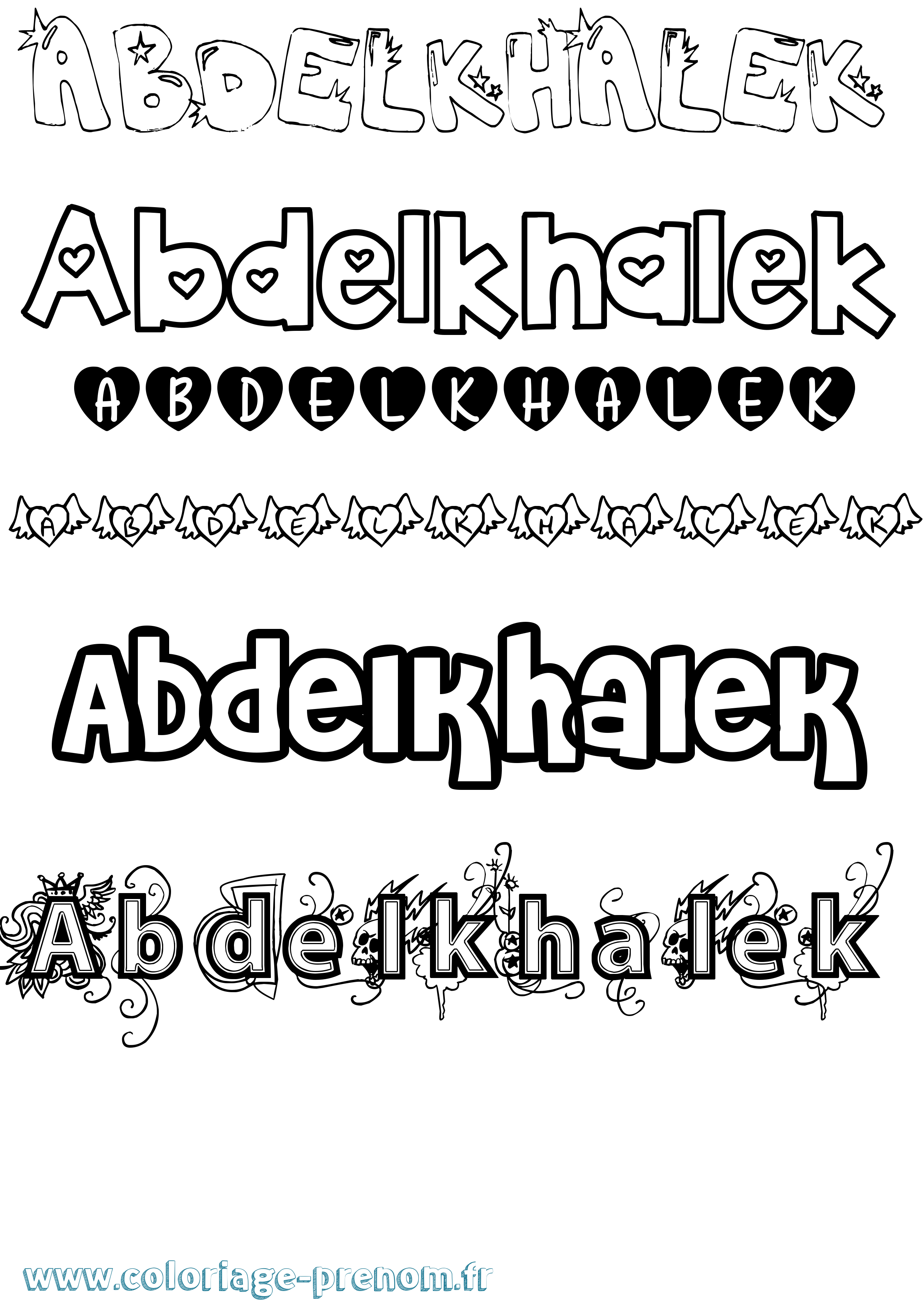 Coloriage prénom Abdelkhalek Girly