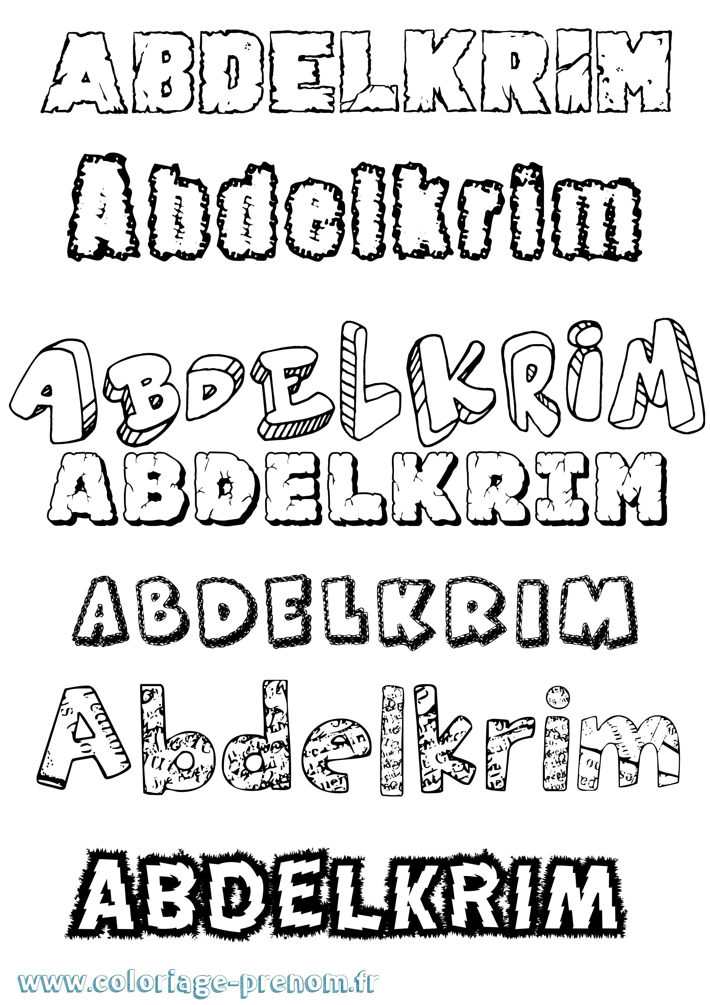 Coloriage prénom Abdelkrim Destructuré