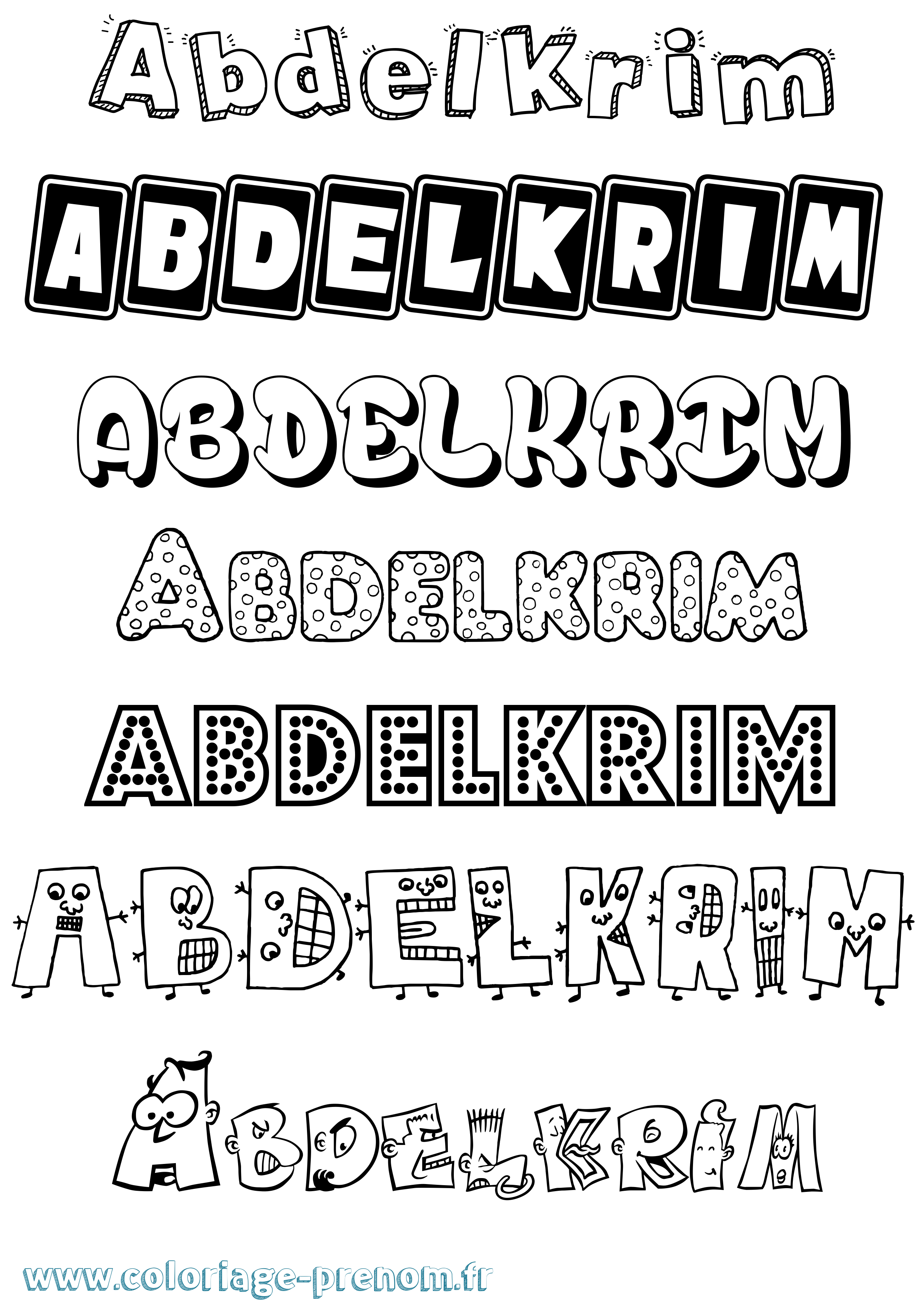 Coloriage prénom Abdelkrim Fun