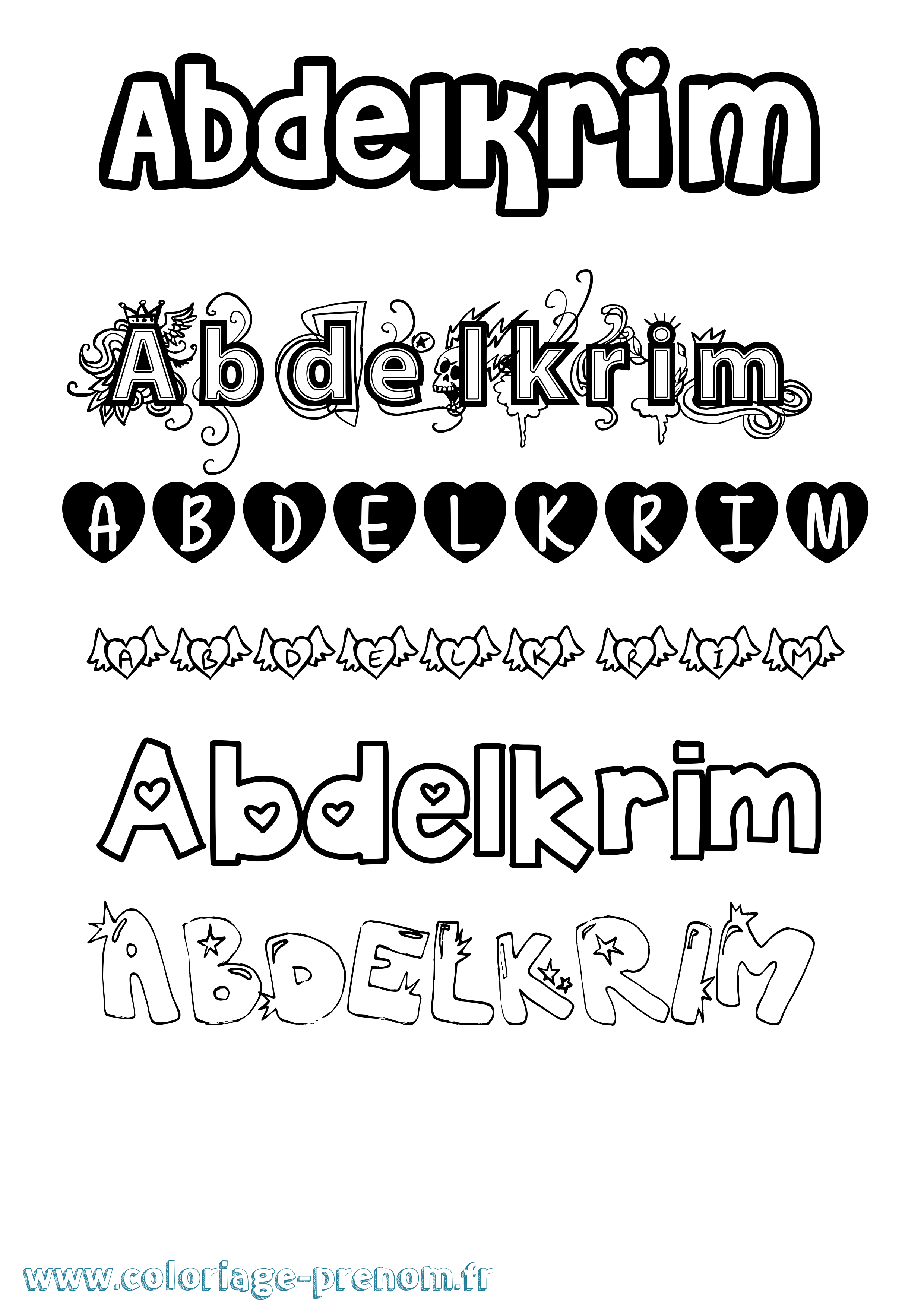 Coloriage prénom Abdelkrim Girly