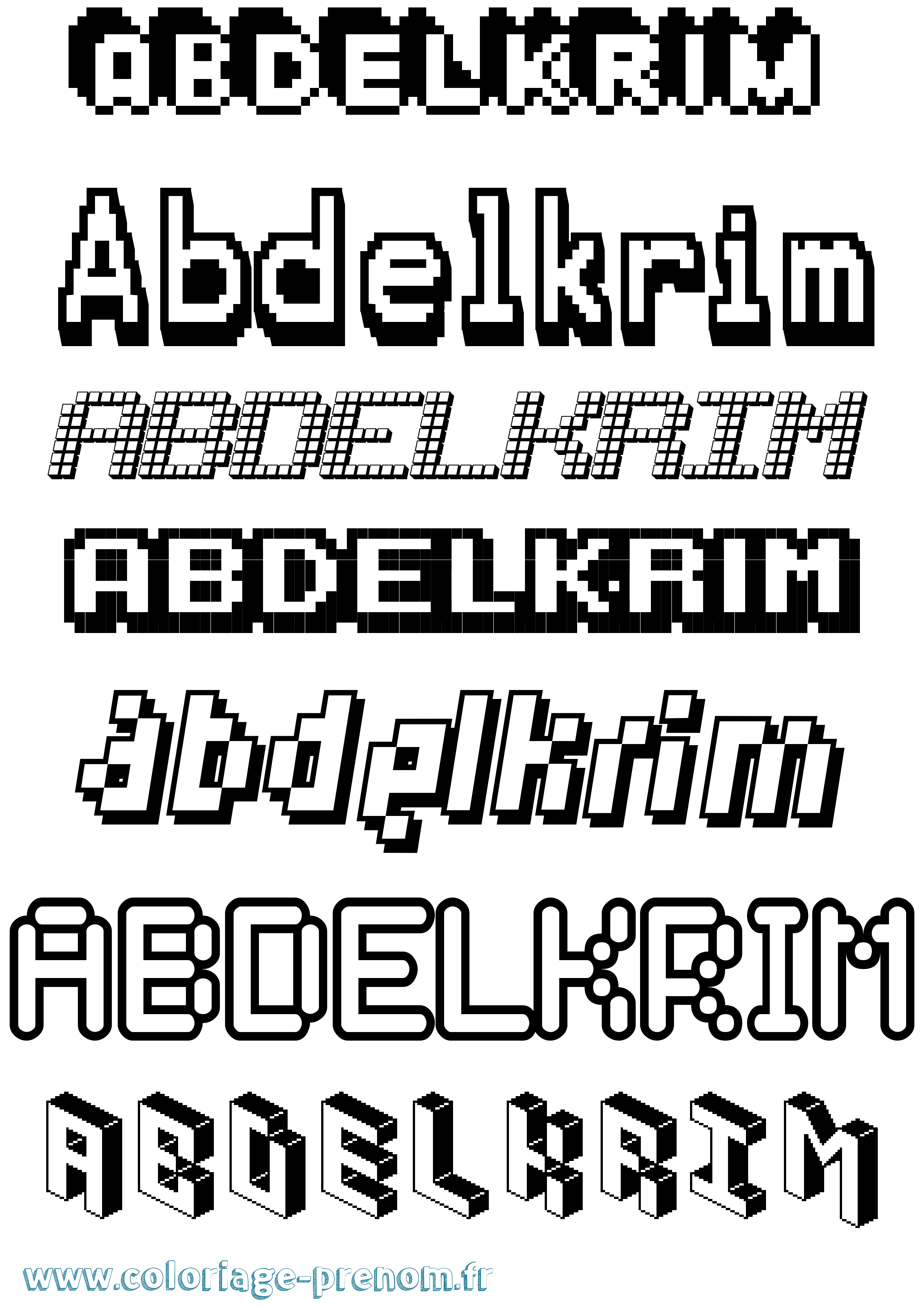 Coloriage prénom Abdelkrim Pixel