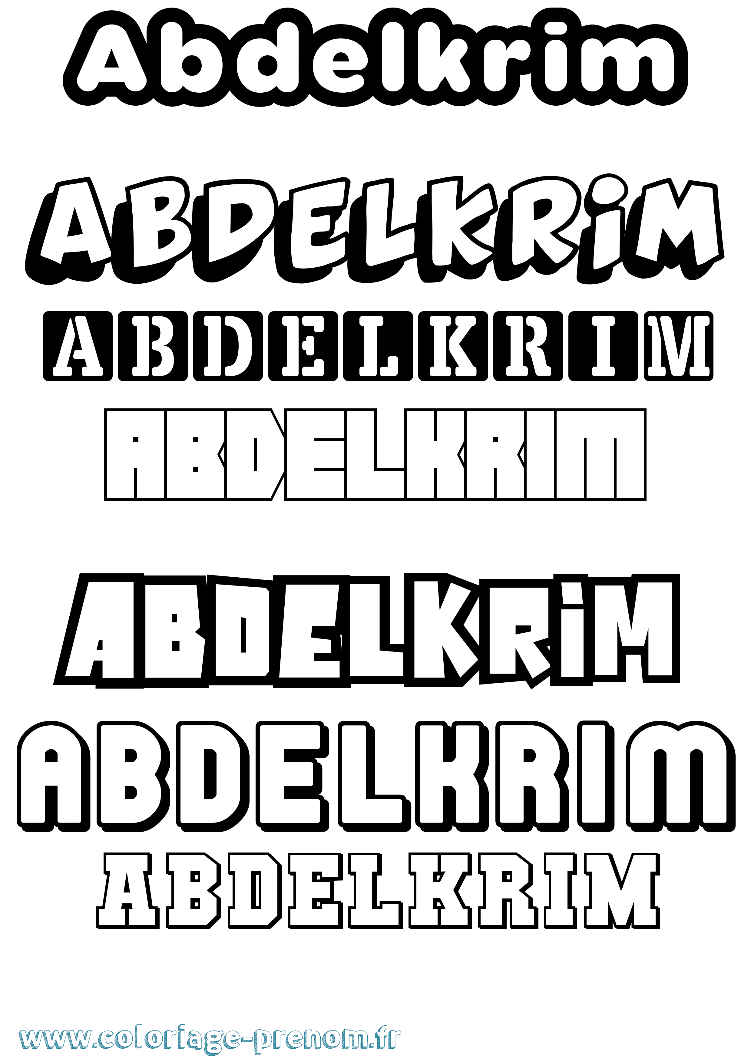 Coloriage prénom Abdelkrim Simple