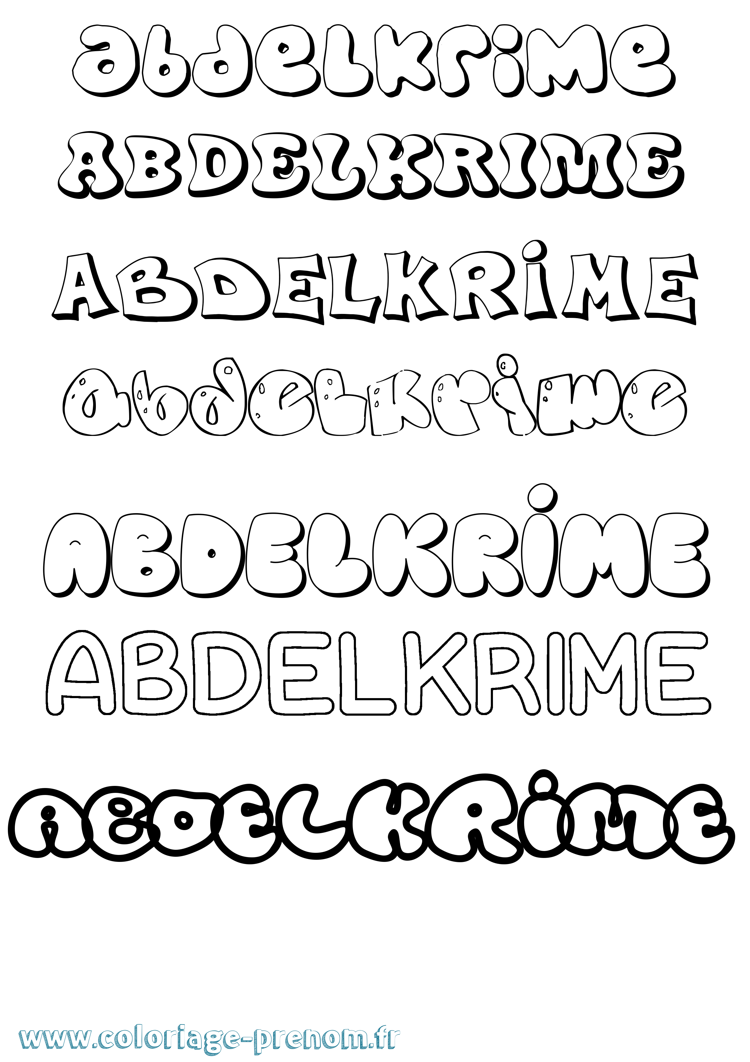 Coloriage Abdelkrime Bubble Coloriage prénom Abdelkrime Bubble