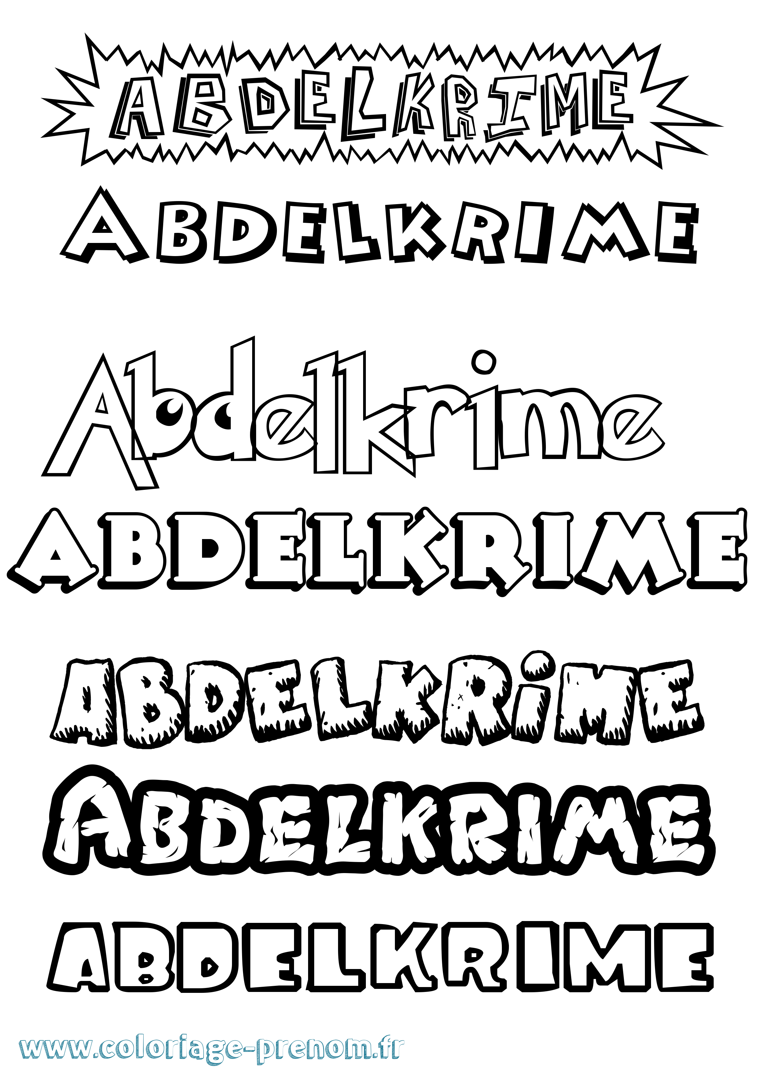 Coloriage Abdelkrime Dessin Animé Coloriage prénom Abdelkrime Dessin Animé
