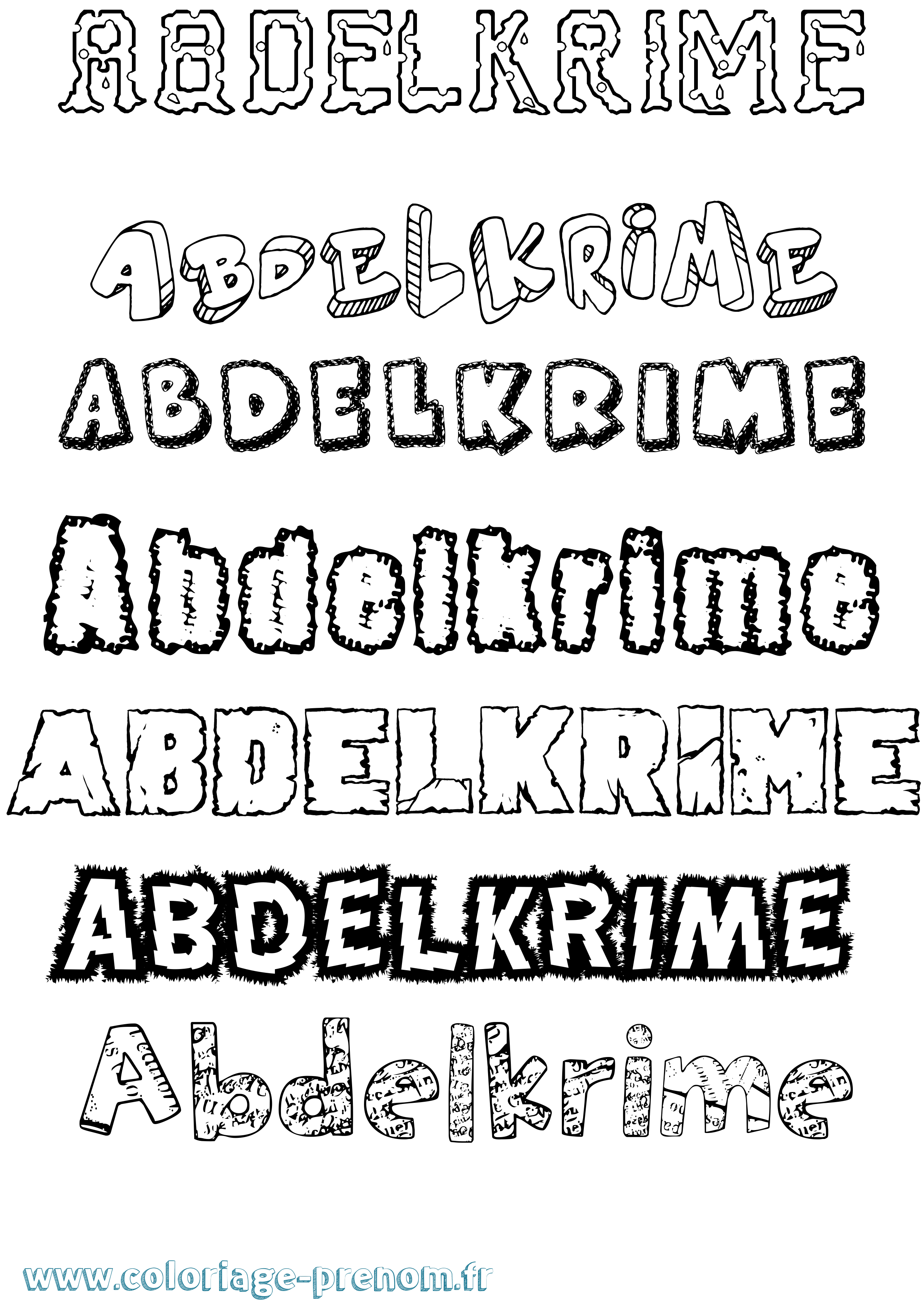Coloriage Abdelkrime Destructuré Coloriage prénom Abdelkrime Destructuré