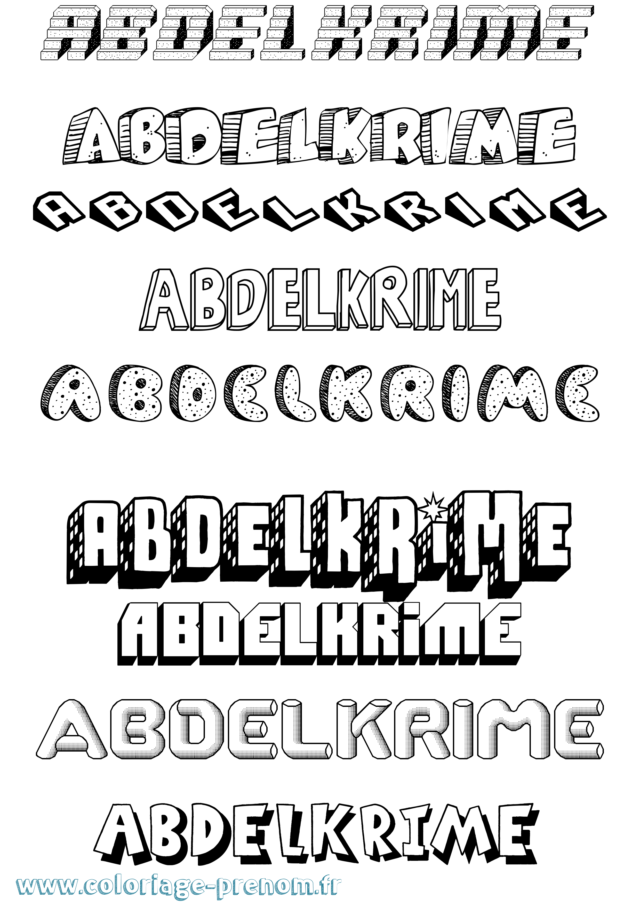 Coloriage Abdelkrime Effet 3D Coloriage prénom Abdelkrime Effet 3D